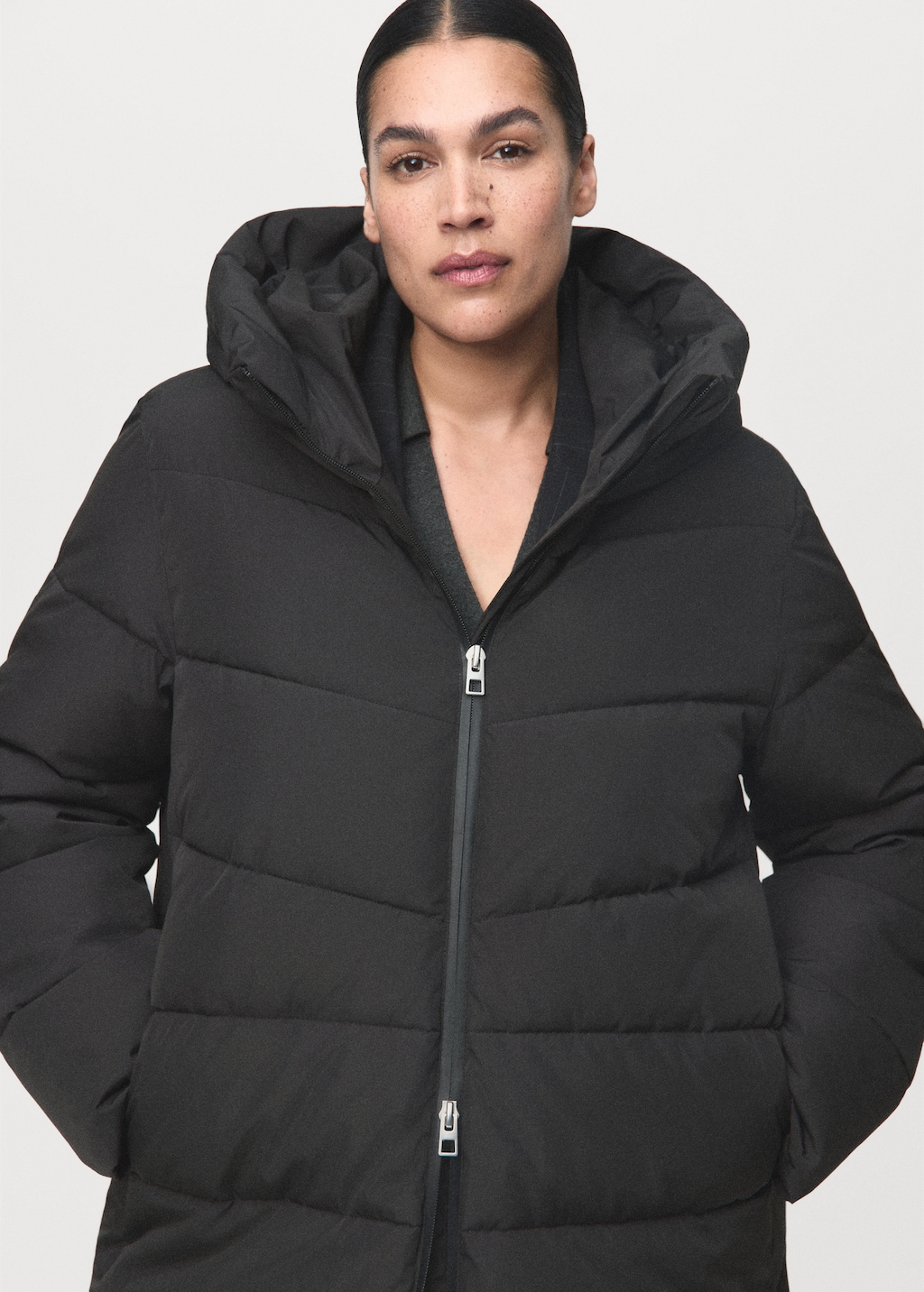 Hood puffer coat