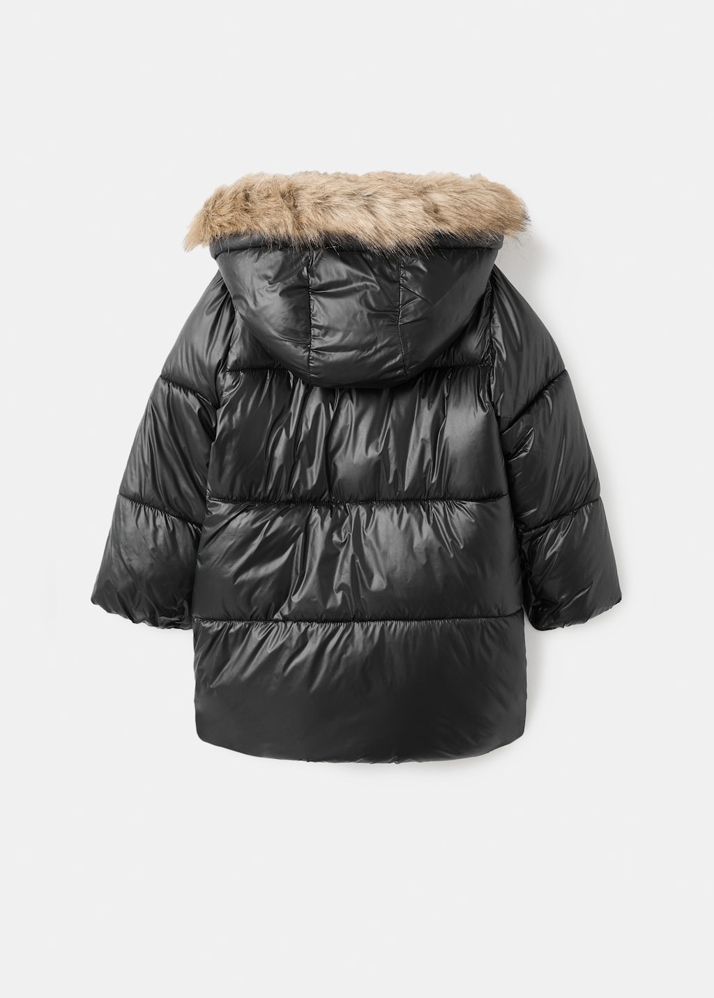 Large anorak with fur-effect hood