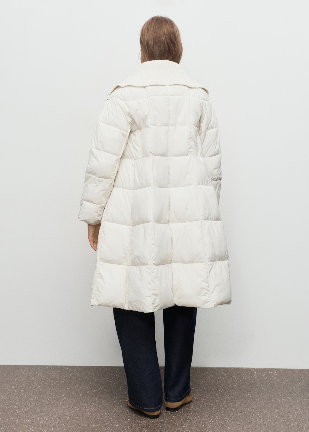 Quilted anorak with combined fabrics