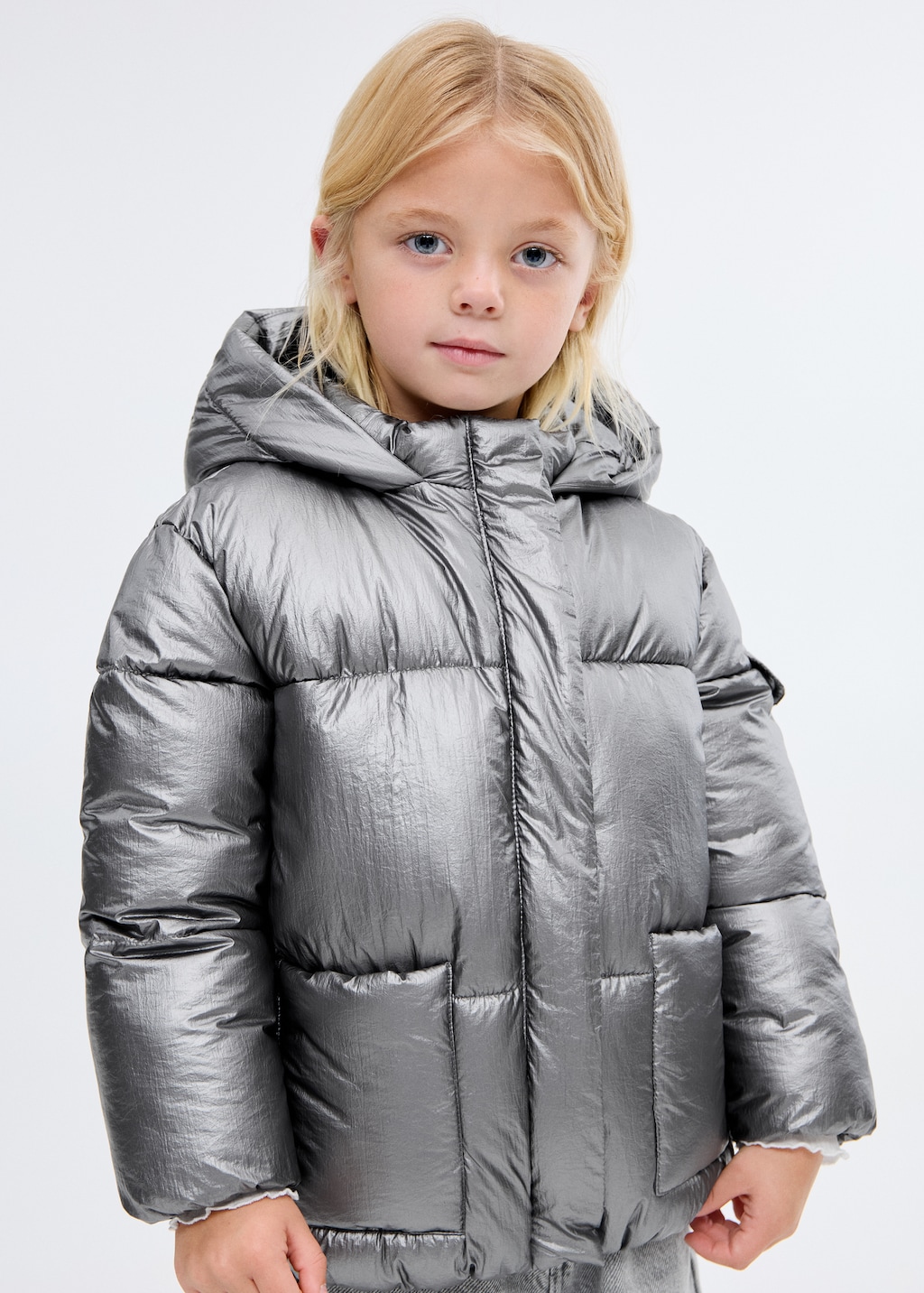 Metallic puffer jacket