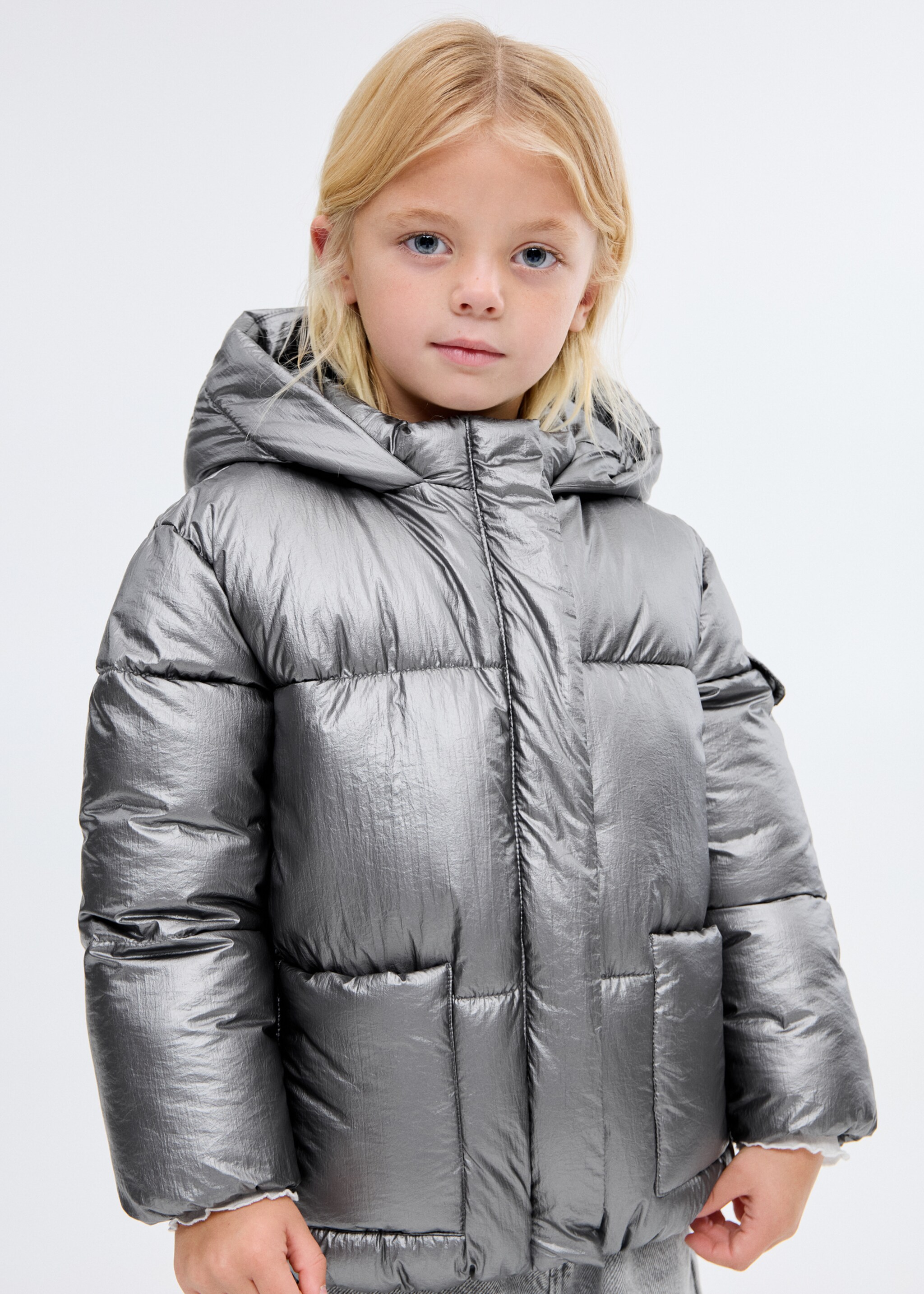 Metallic puffer jacket - Medium plane, Silver. Ref: 17017767-00.