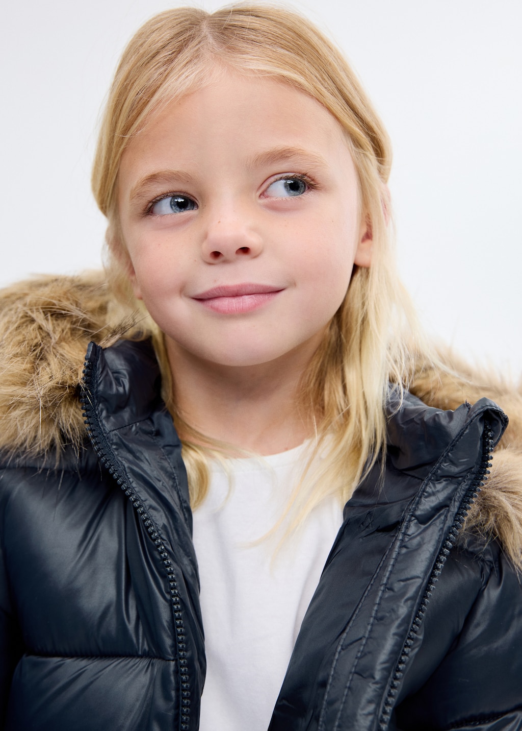 Anorak with shearling-effect hood