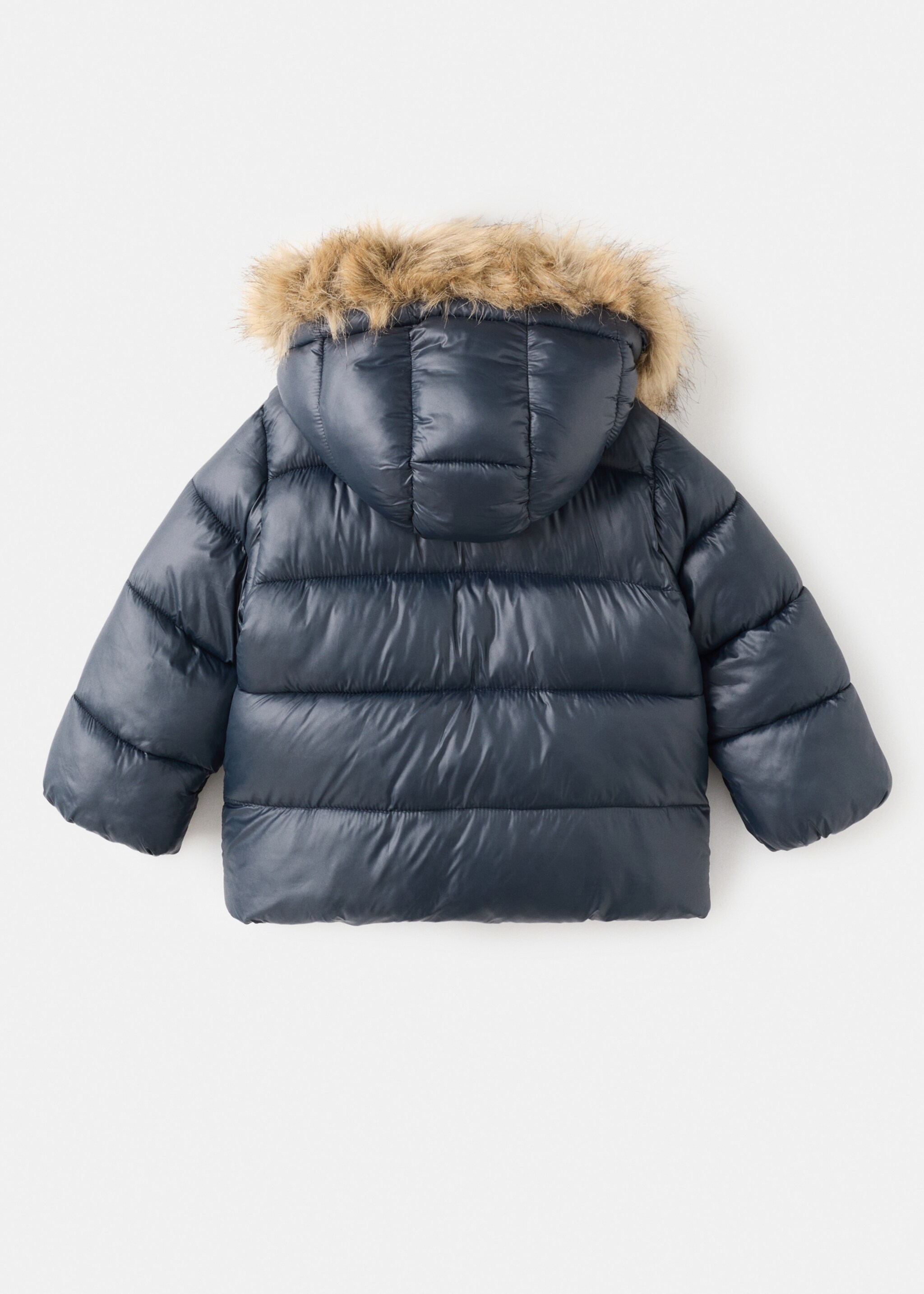 Anorak with shearling-effect hood - Reverse of the article, Dark Navy. Ref: 17017769-00.