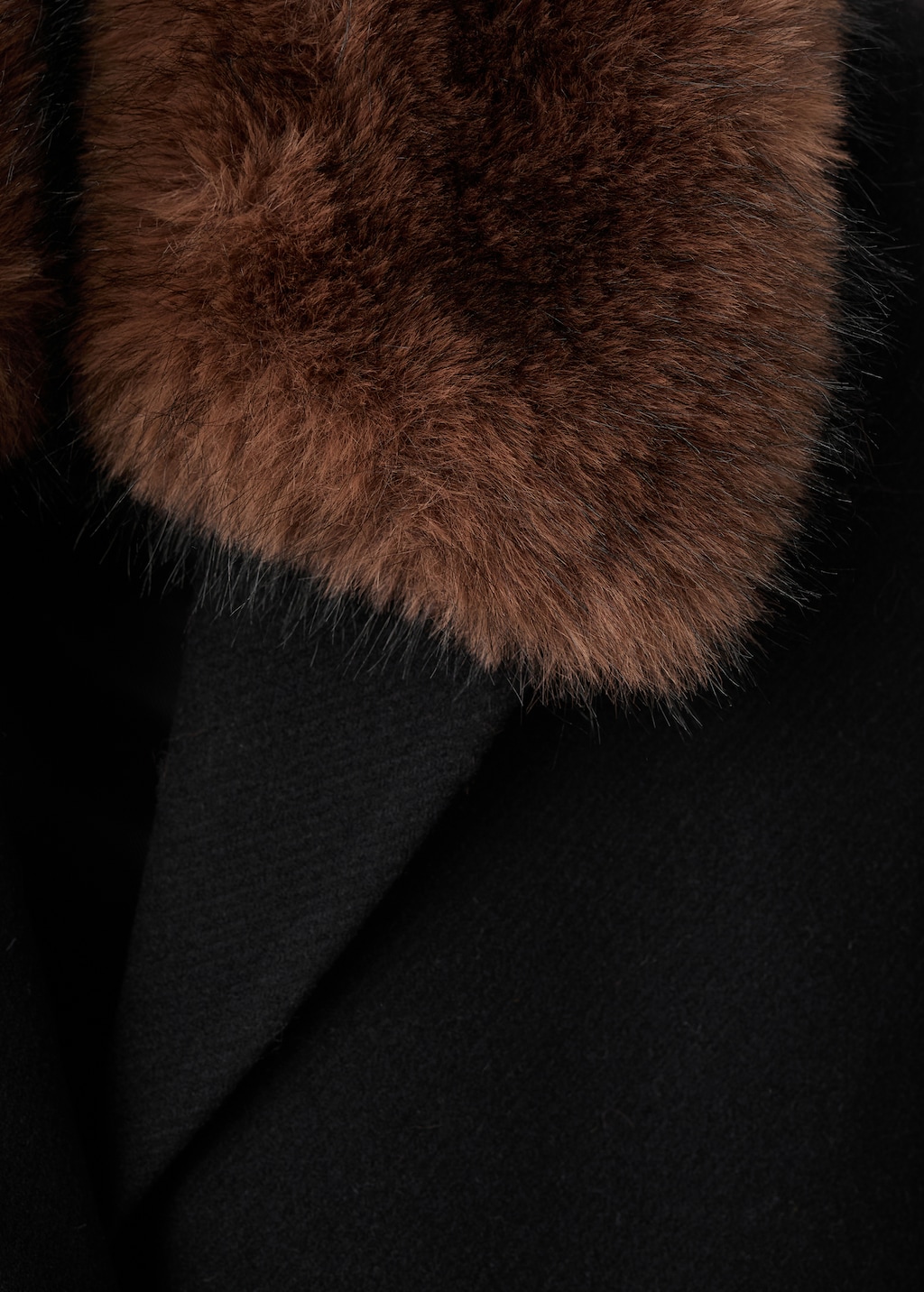 Wool coat with fur collar