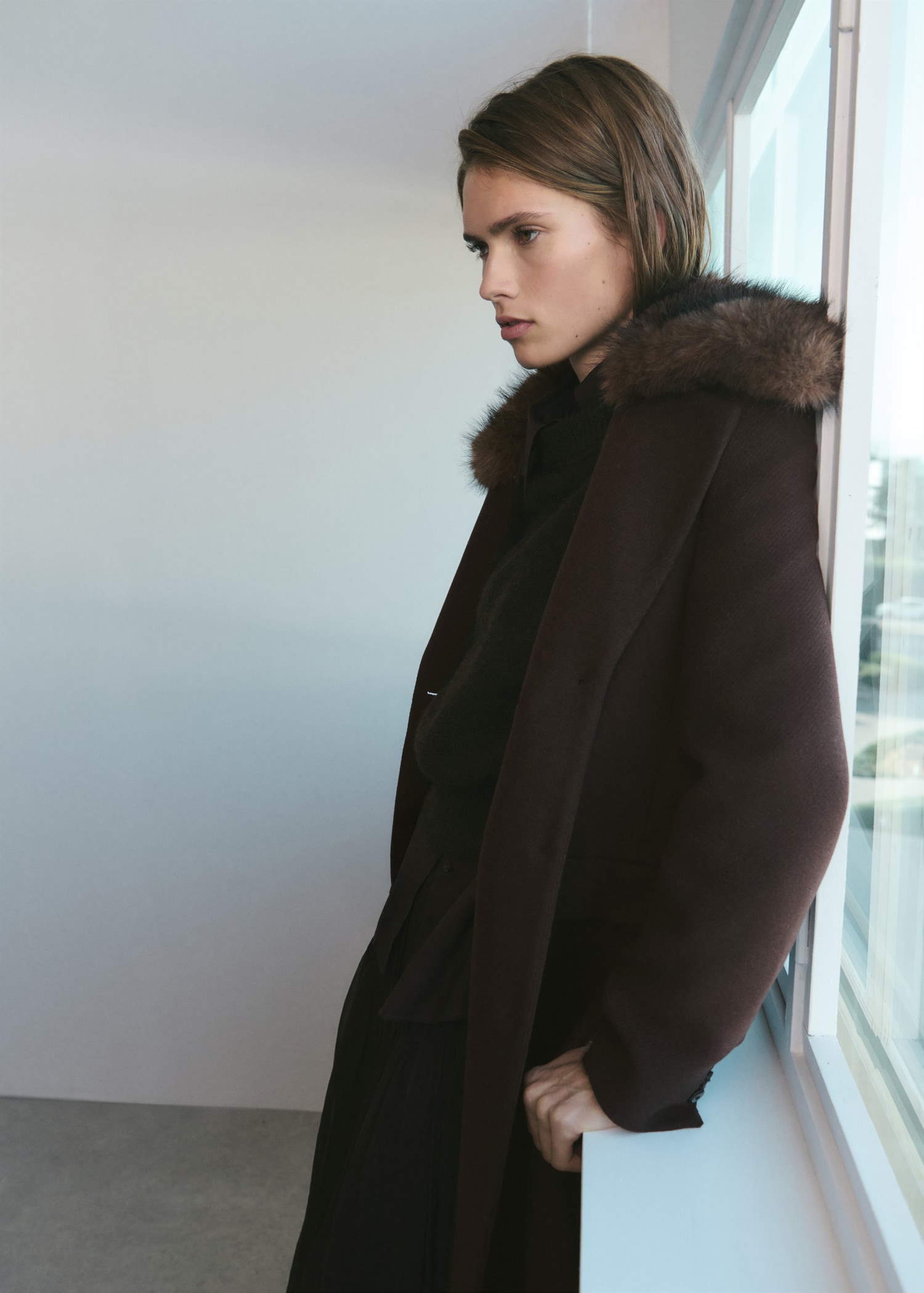 Wool coat with fur collar Women MANGO Philippines