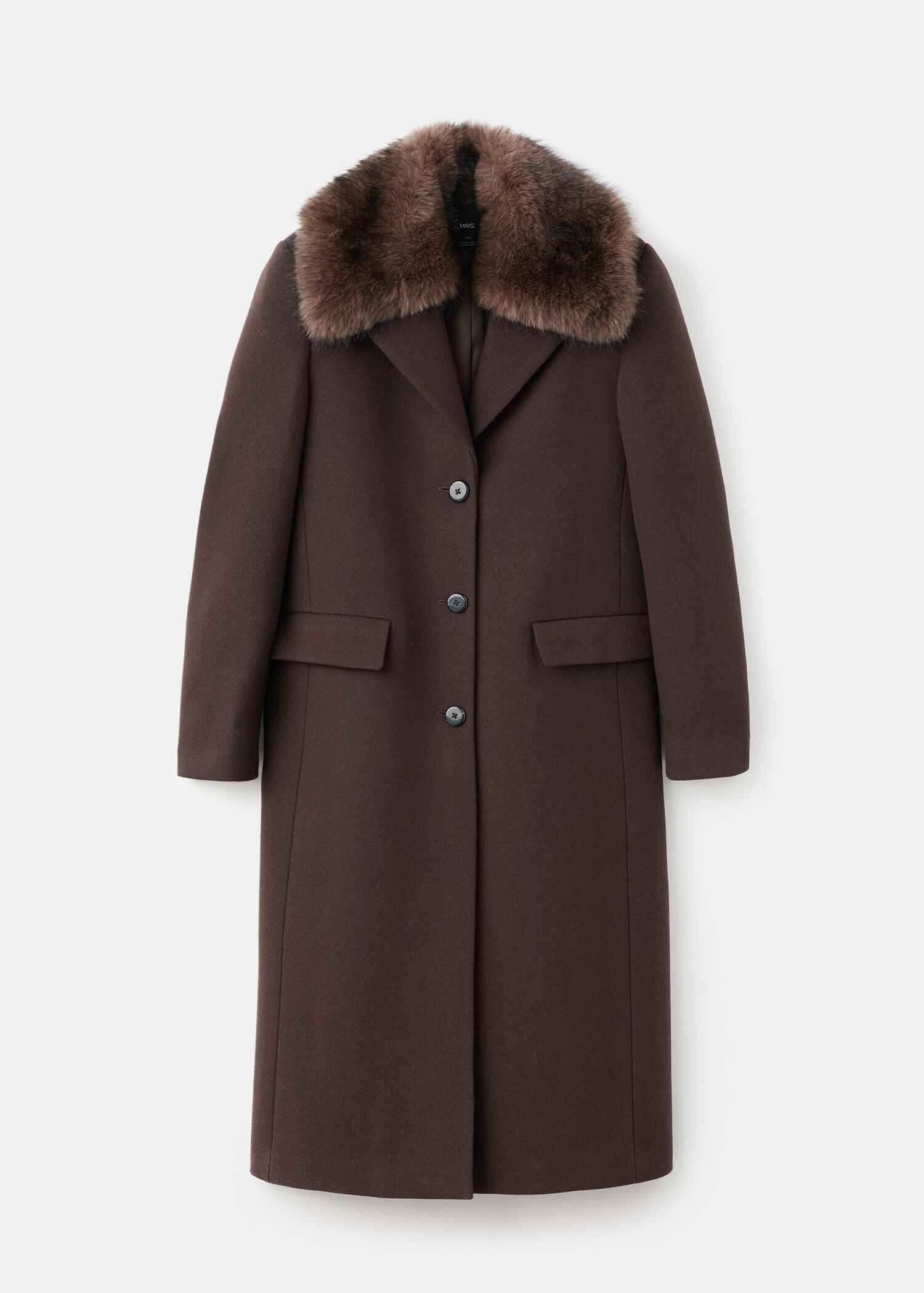 Manteau laine col imitation fourrure - Article sans modèle