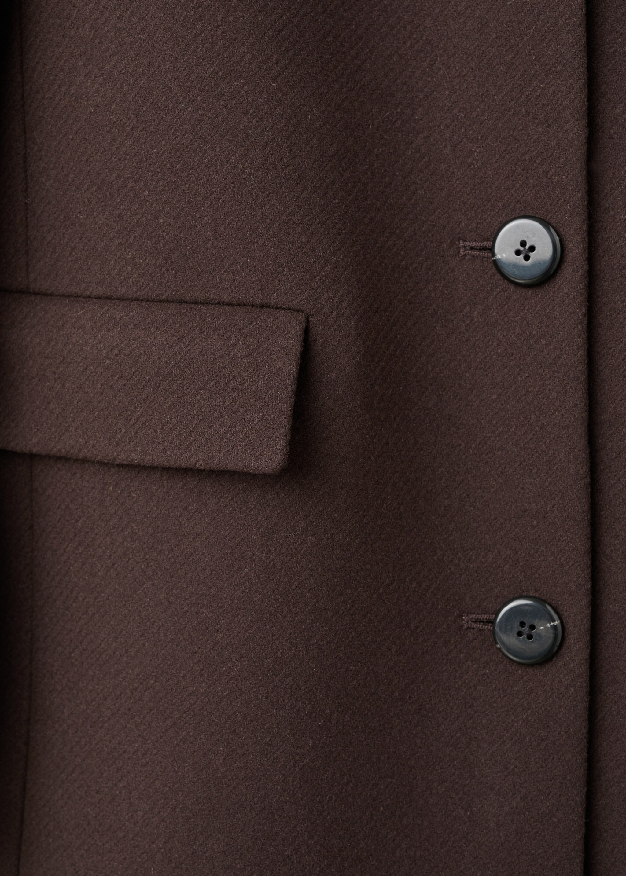Manteau laine col imitation fourrure - Détail de l'article 8, Chocolat. Ref: 17017771-00.