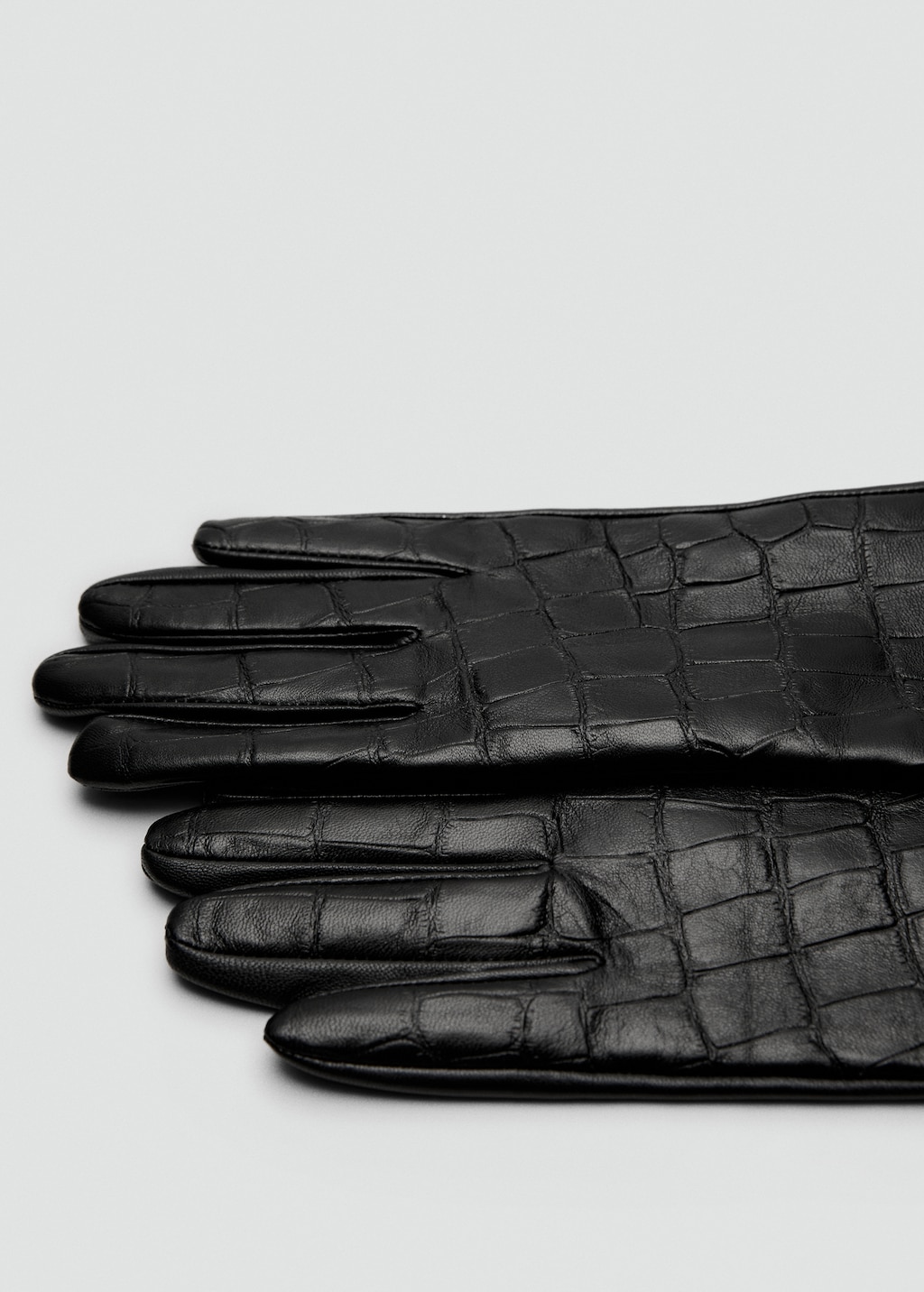 Long leather gloves with crocodile effect
