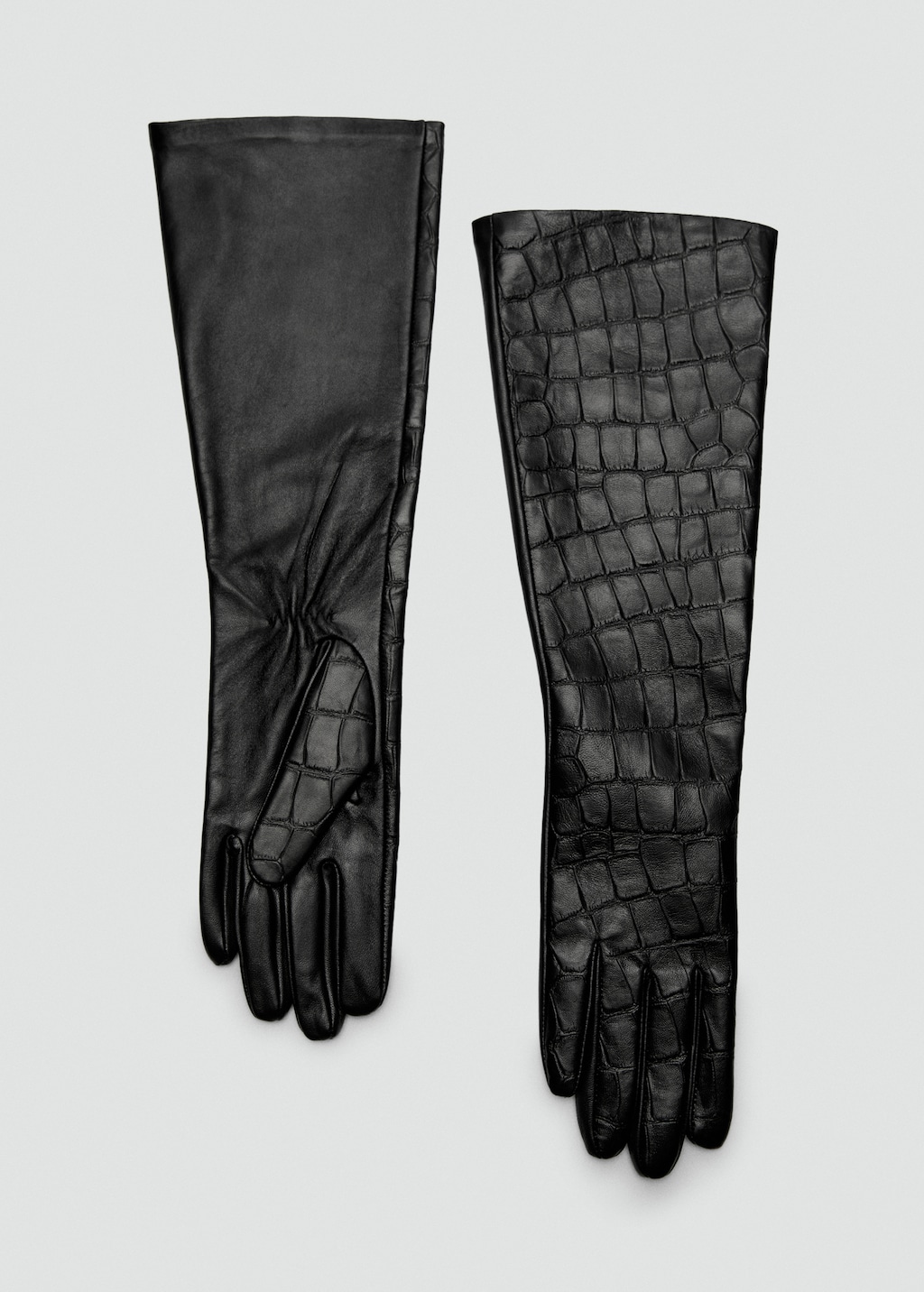 Long leather gloves with crocodile effect