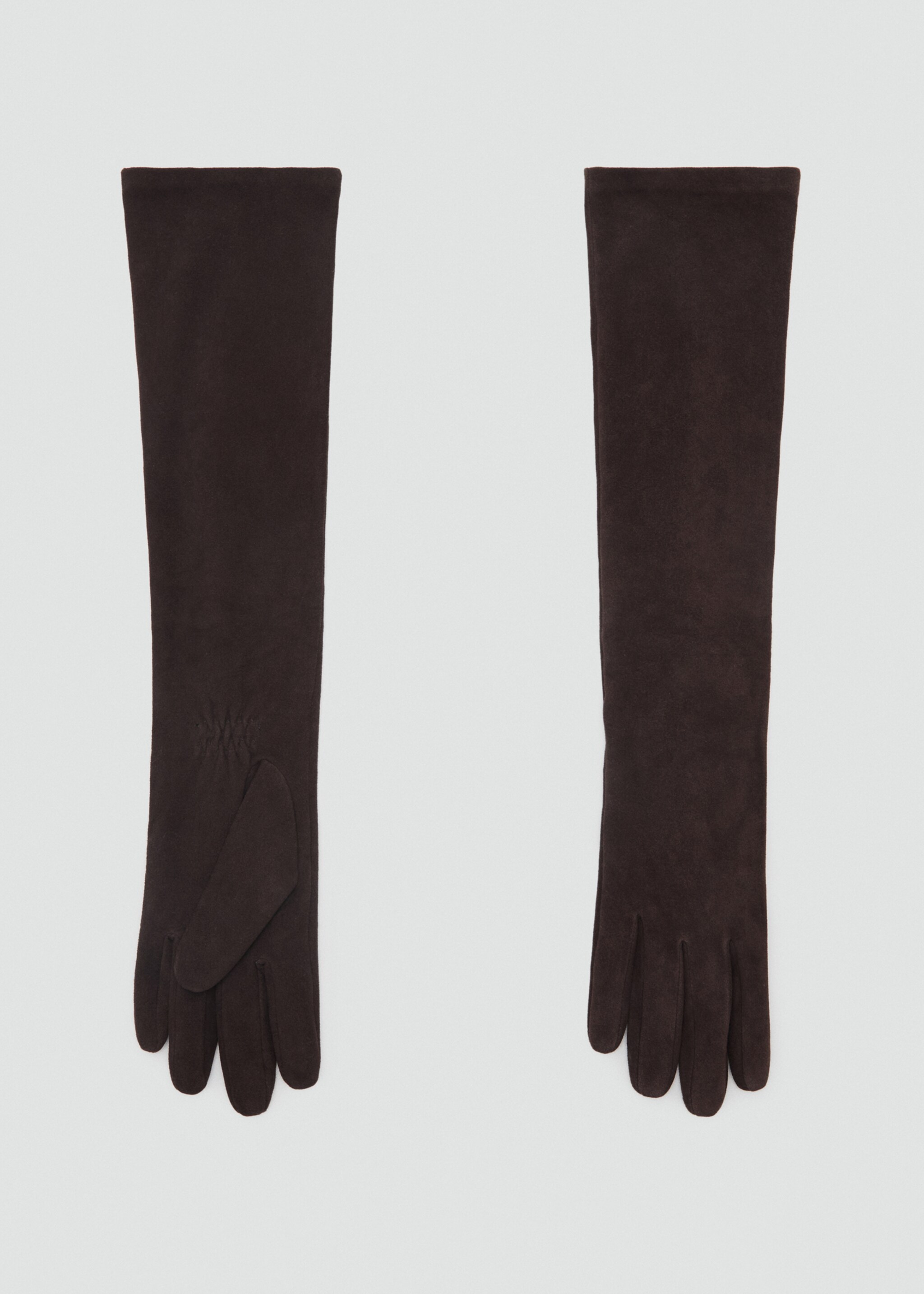 Long leather suede gloves - Article without model, Chocolate. Ref: 17017775-00.