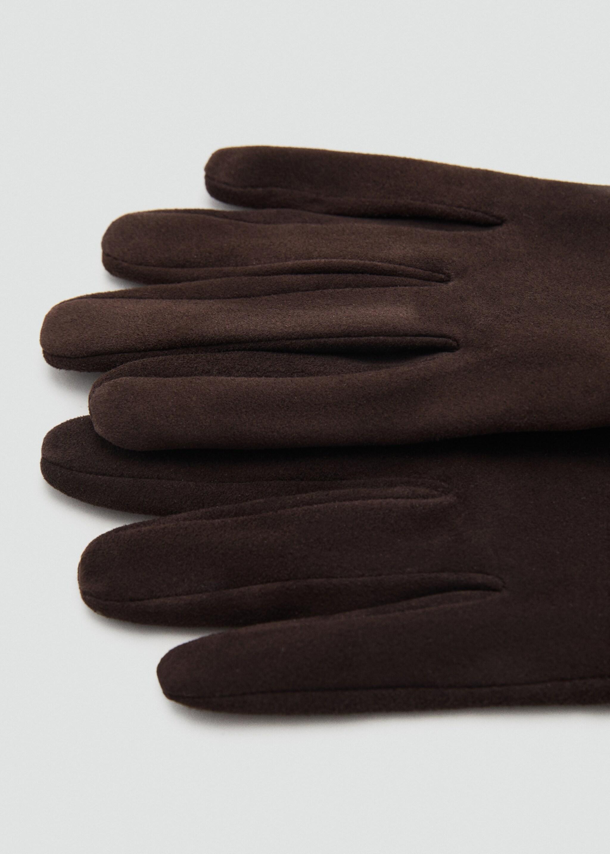 Long leather suede gloves - Details of the article 1, Chocolate. Ref: 17017775-00.