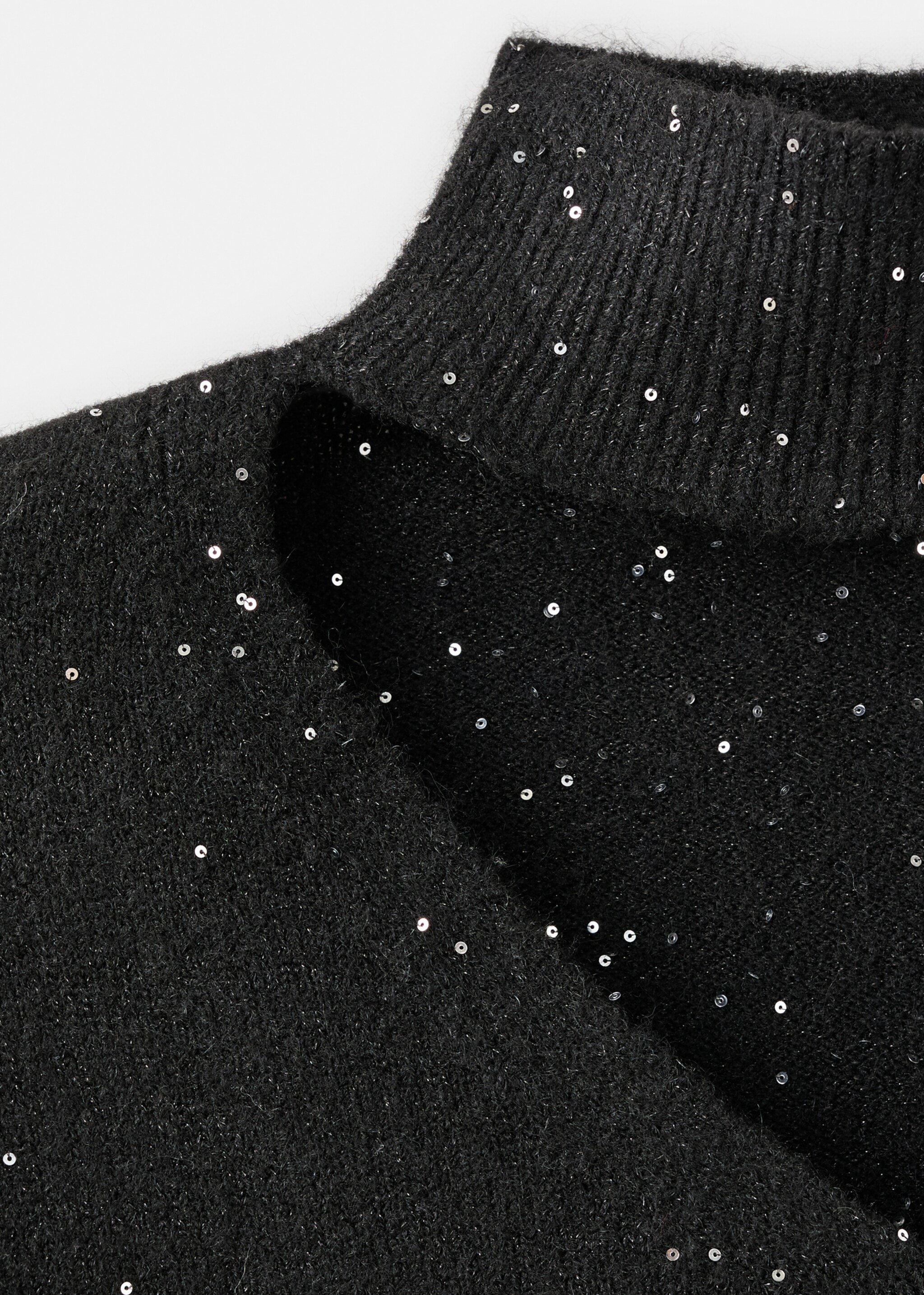 Knit paillette sweater - Details of the article 8, Black. Ref: 17017779-00.