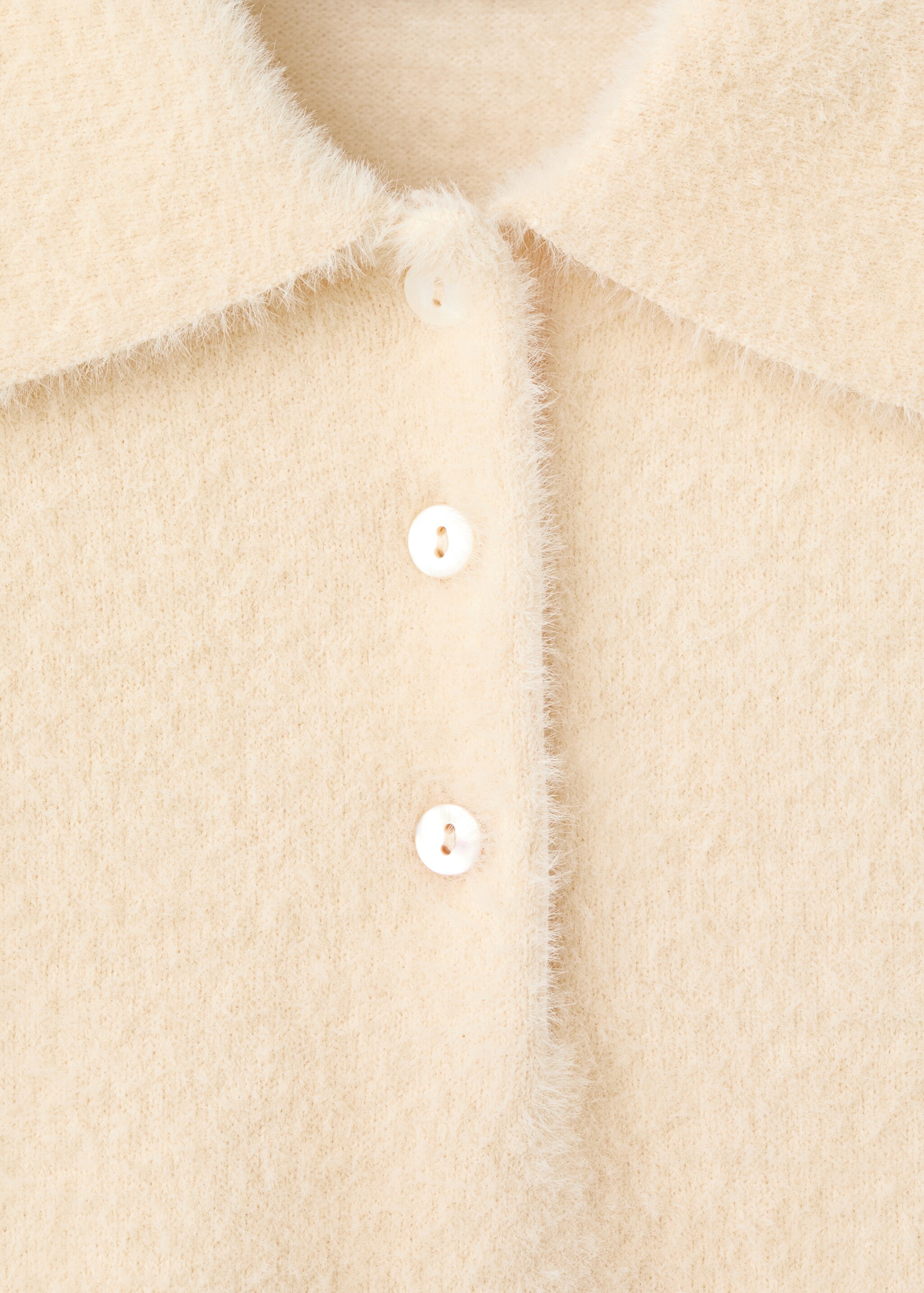 Faux-fur polo-neck sweater - Details of the article 8, Ecru. Ref: 17017782-00.