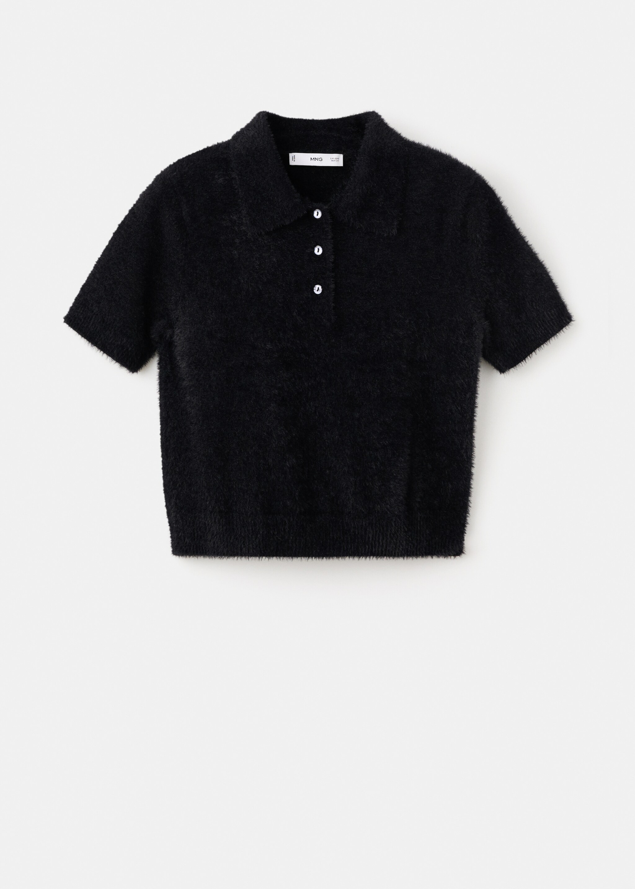 Jersey efecto pelo cuello polo - Artículo sin modelo, Negro. Ref: 17017782-00.