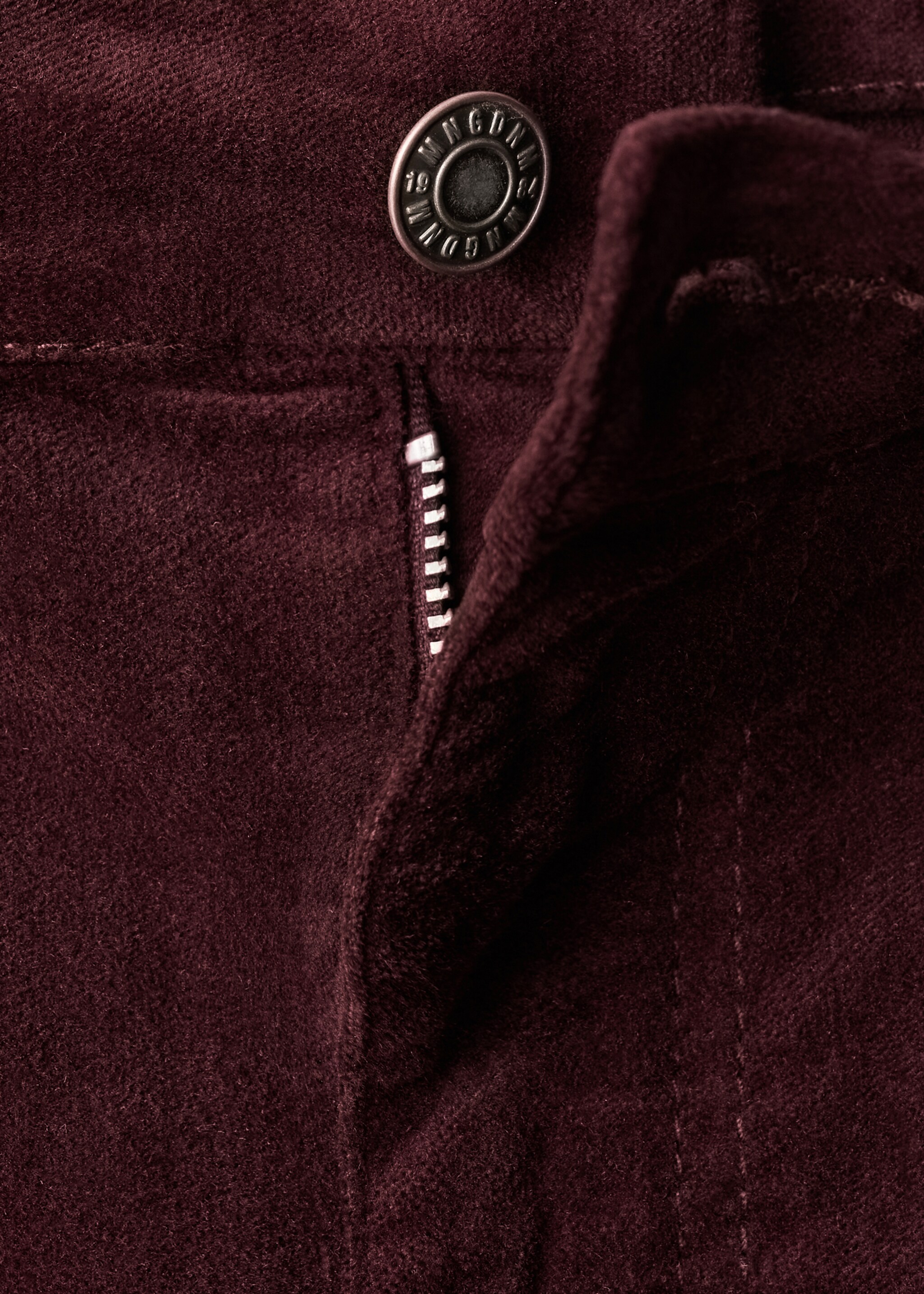 Velvet flared jeans - Details of the article 8, Wine. Ref: 17017783-00.