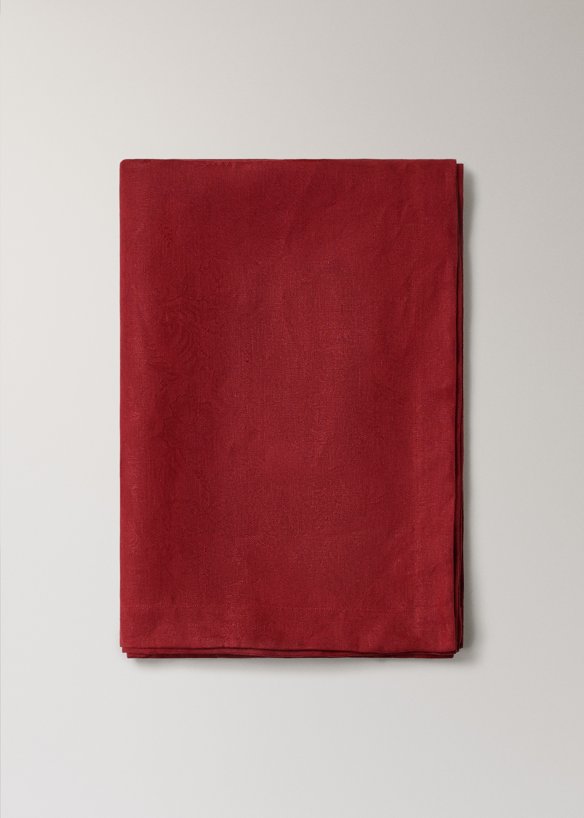 Leinentischdecke mit Jacquard-Blumenmuster für 8 bis 10 Personen - Detail des Artikels 3, Rot. Ref: 17017786-00.