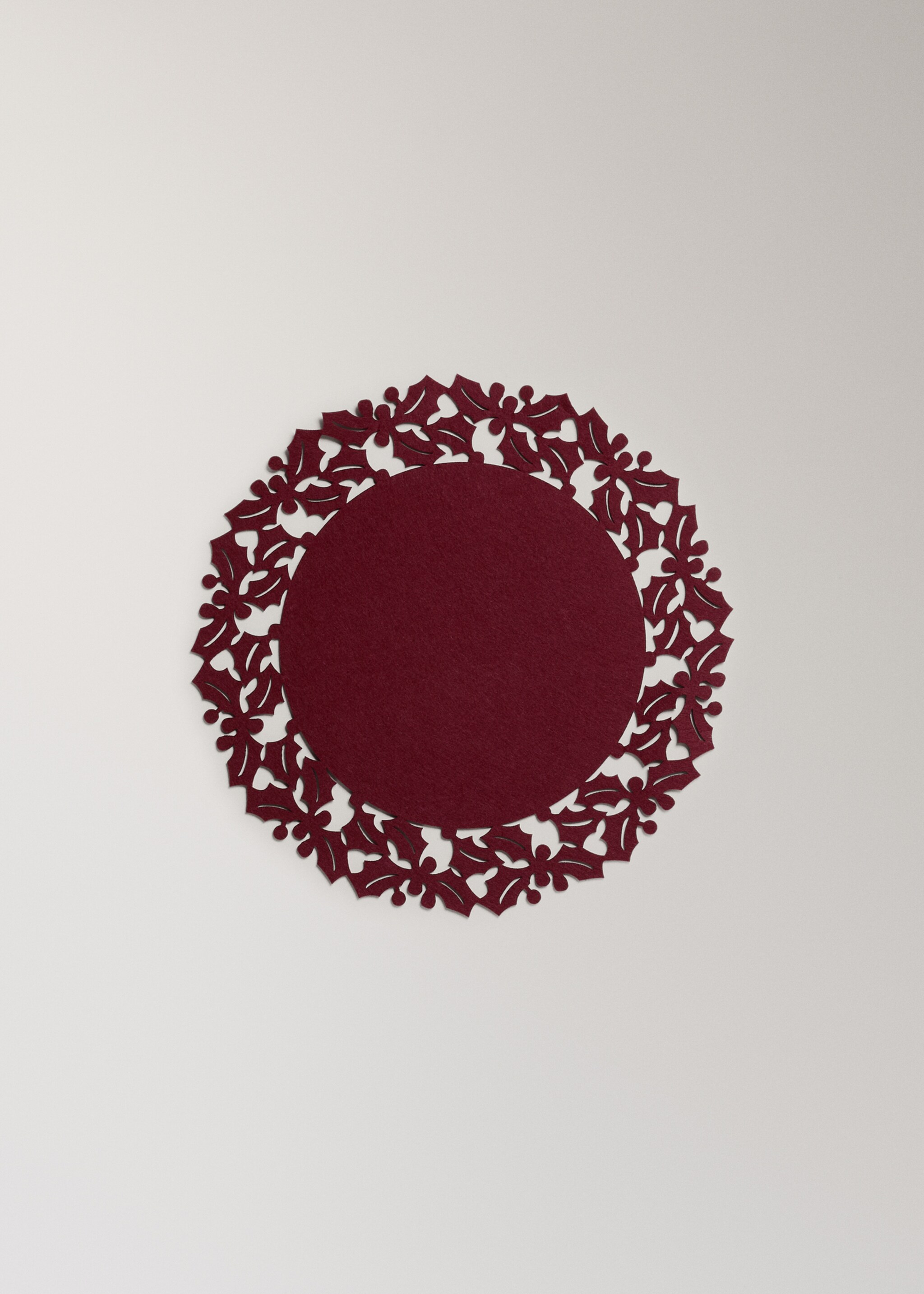 Holly felt placemat - Article without model, Red. Ref: 17017788-00.