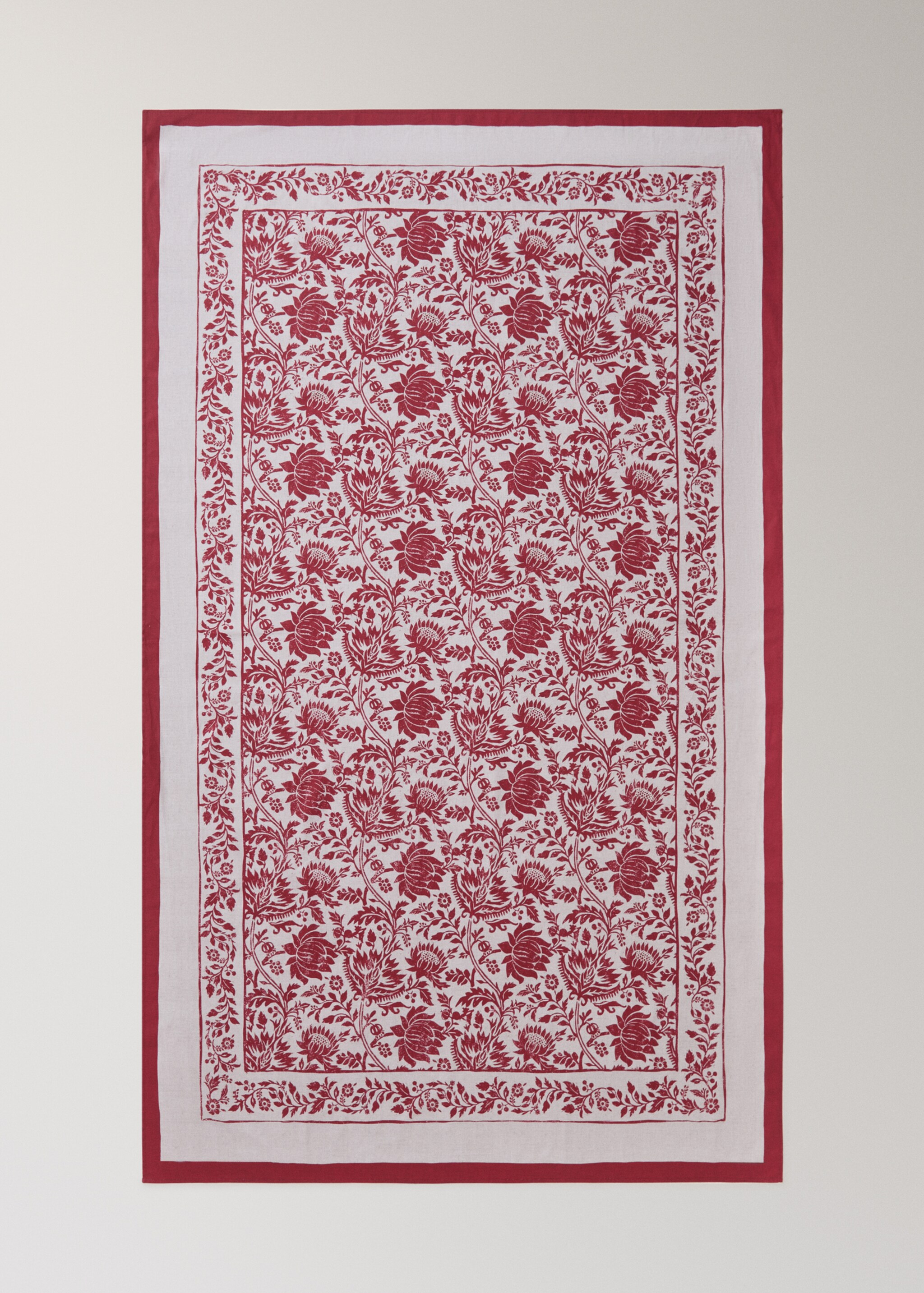 Mantell cotó sarja uni 8 a 10 comensals - Detall de l'article 1, Vermell. Ref: 17017800-00.