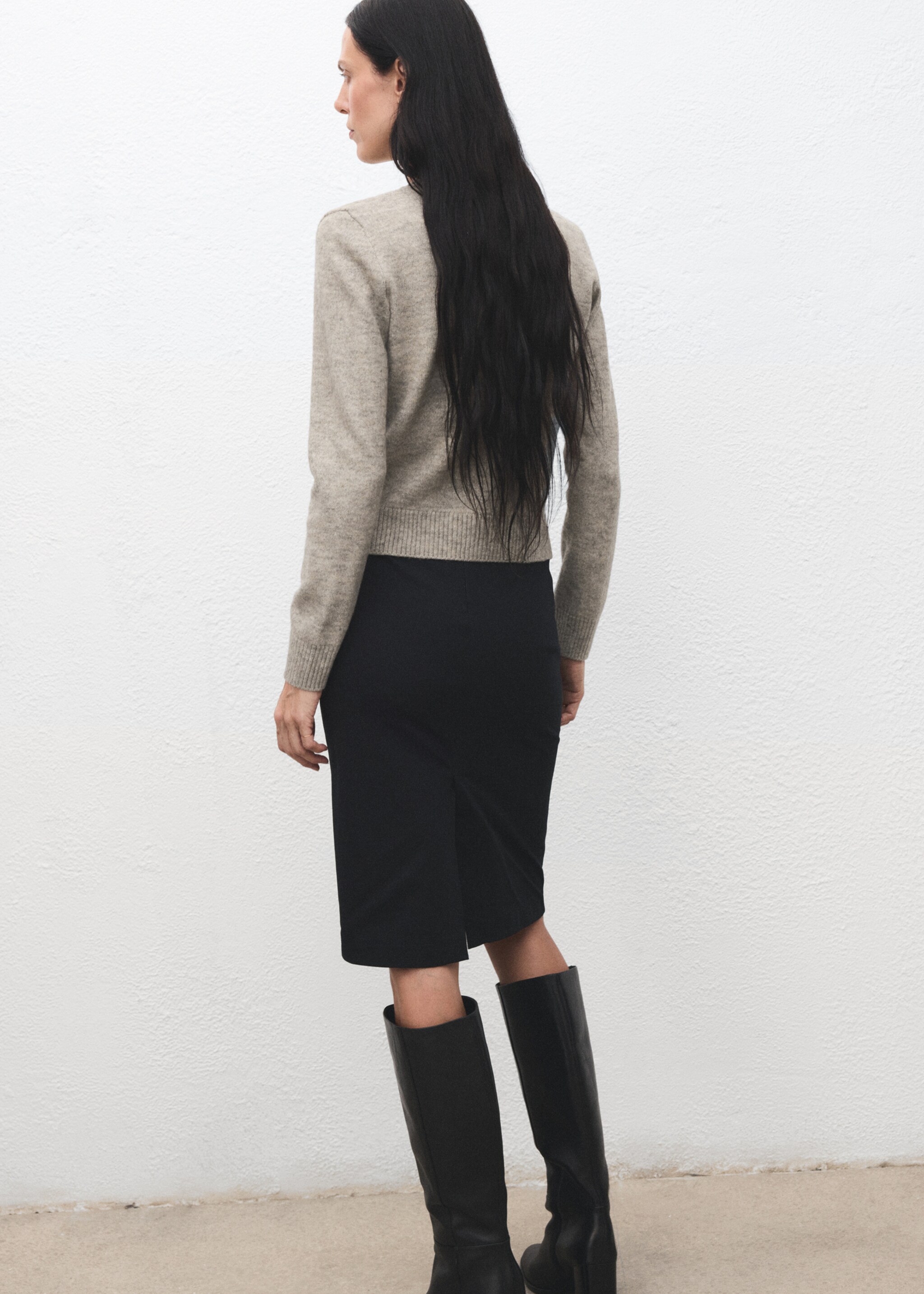Knitted button cardigan - Reverse of the article, Light/Pastel Grey. Ref: 17017817-00.