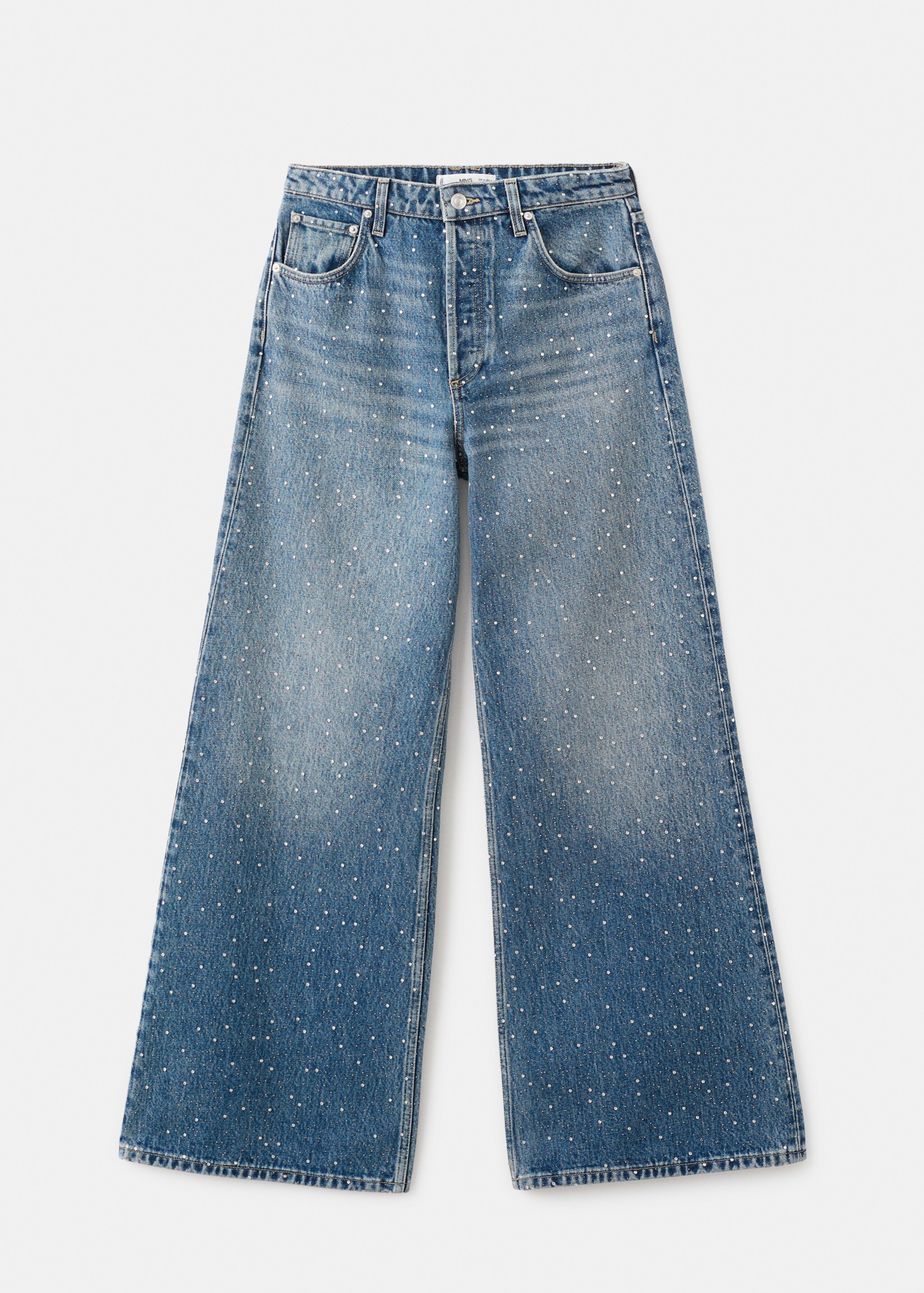 Wide leg jeans strass - Article without model, Medium Blue. Ref: 17017822-00.