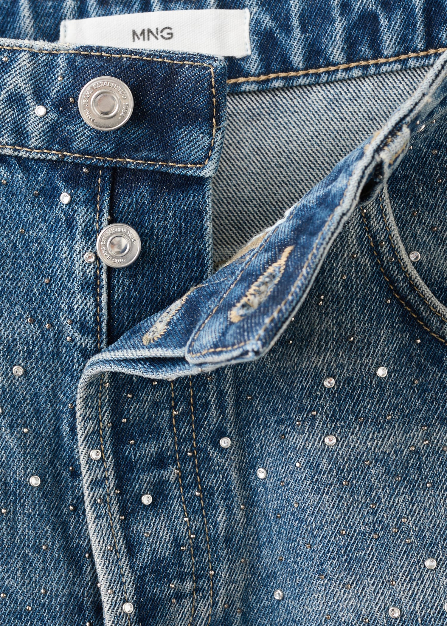 Jean large à strass Femme MANGO France (La Réunion)