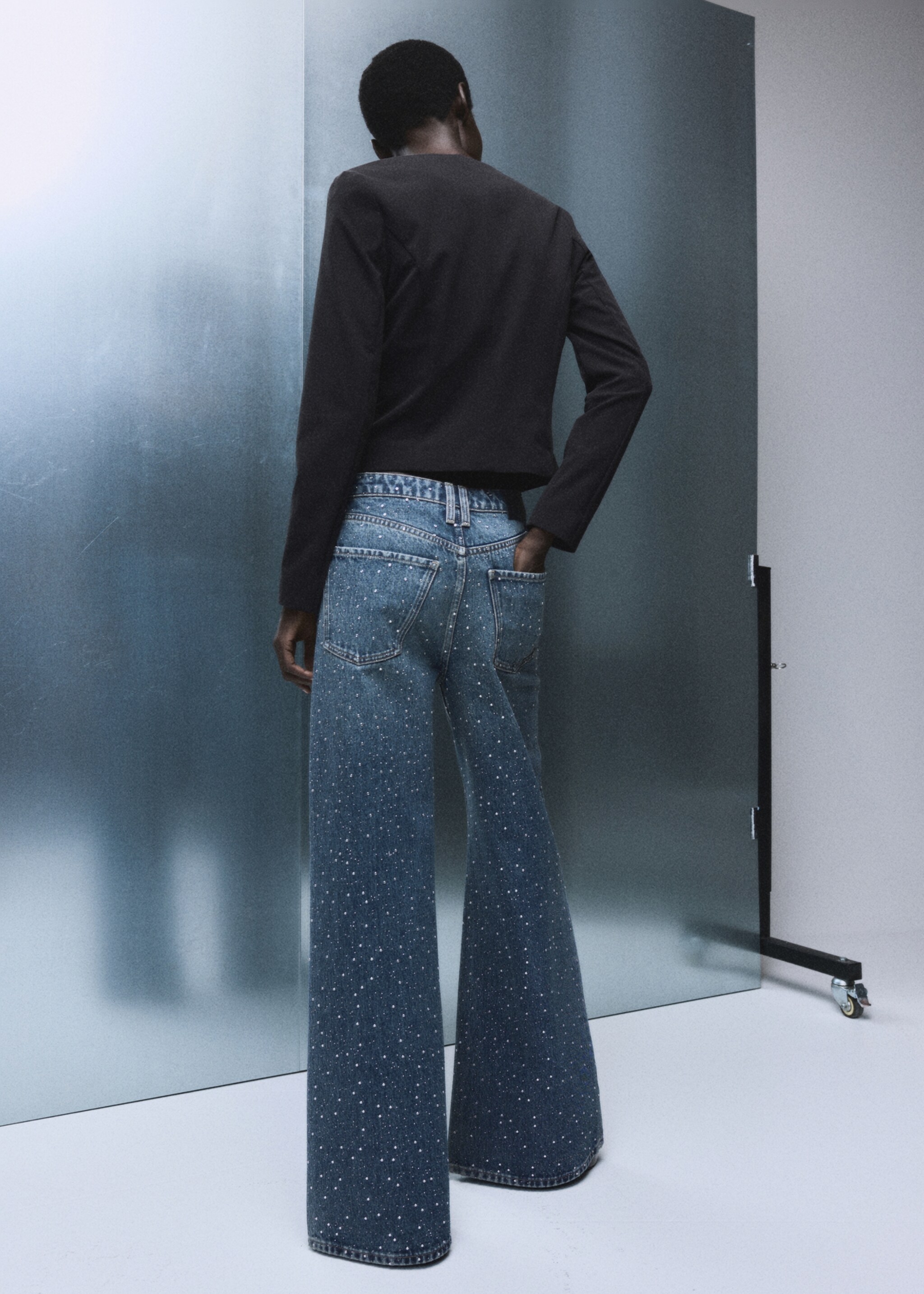 Wide leg jeans strass - Reverse of the article, Medium Blue. Ref: 17017822-00.