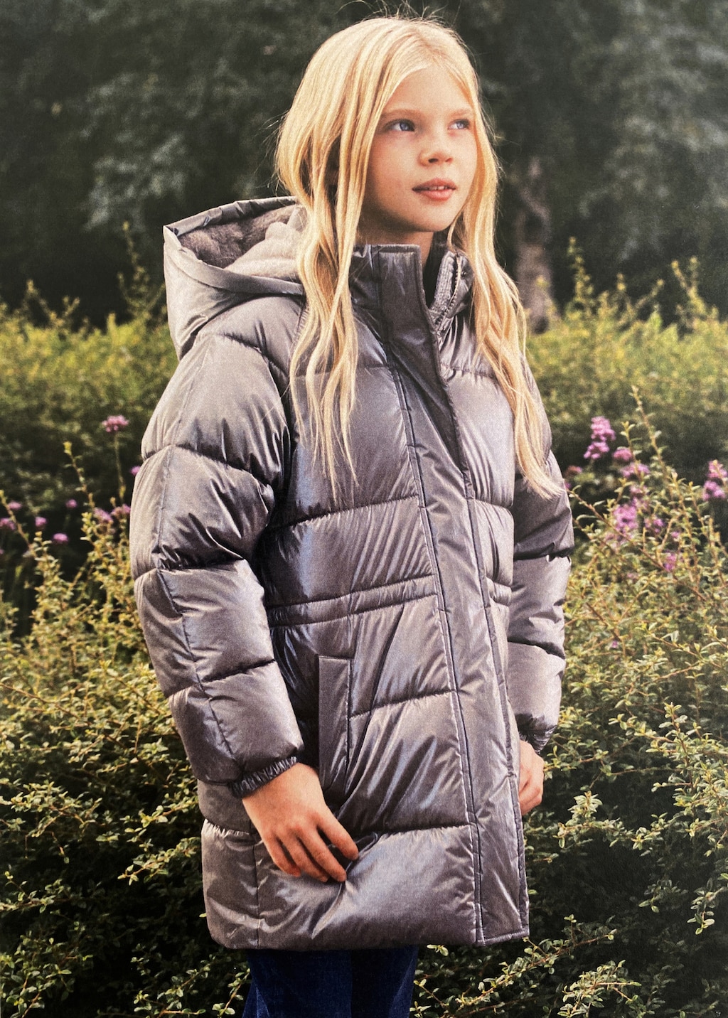 Metallic puffer jacket