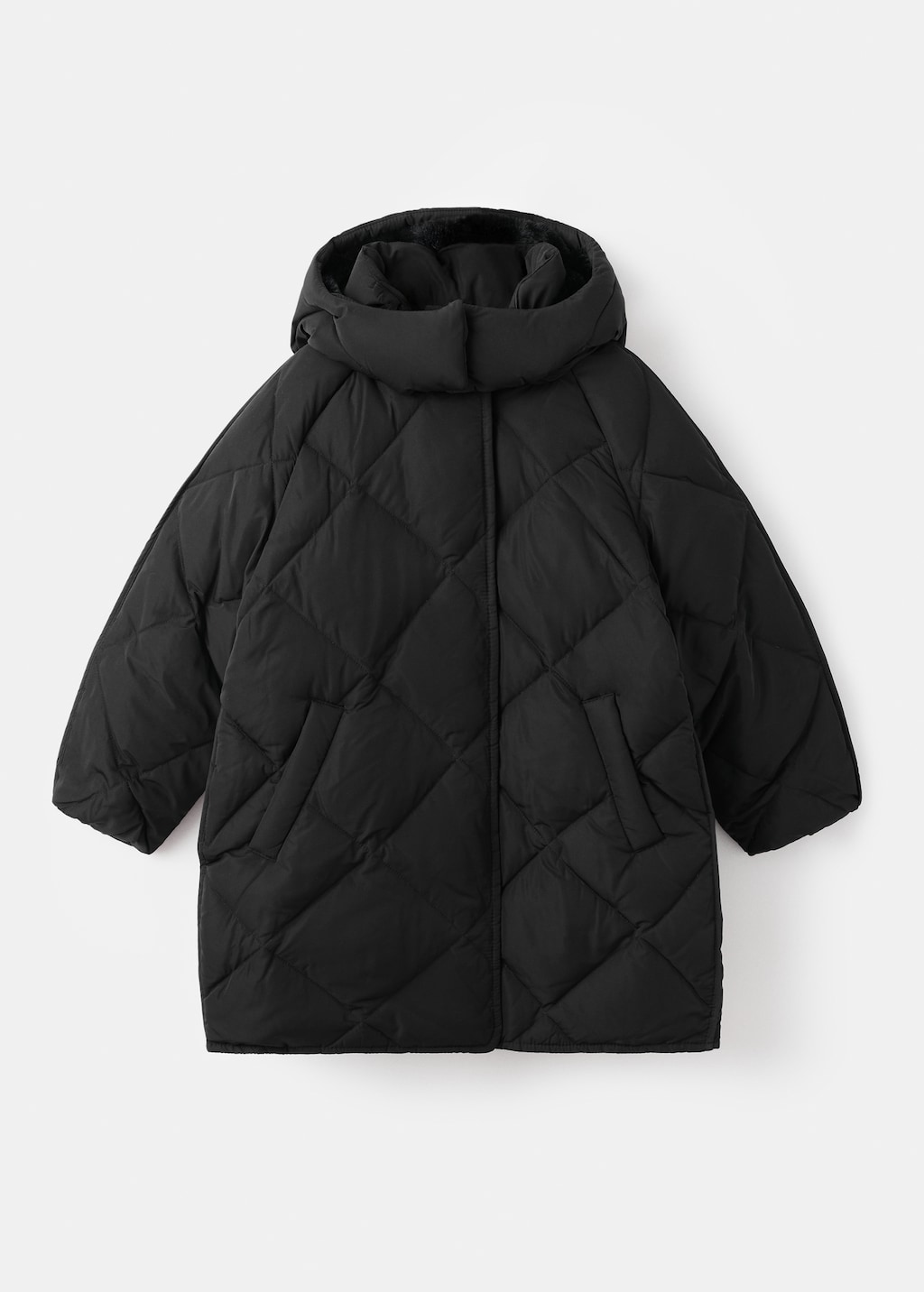 Long padded anorak with hood