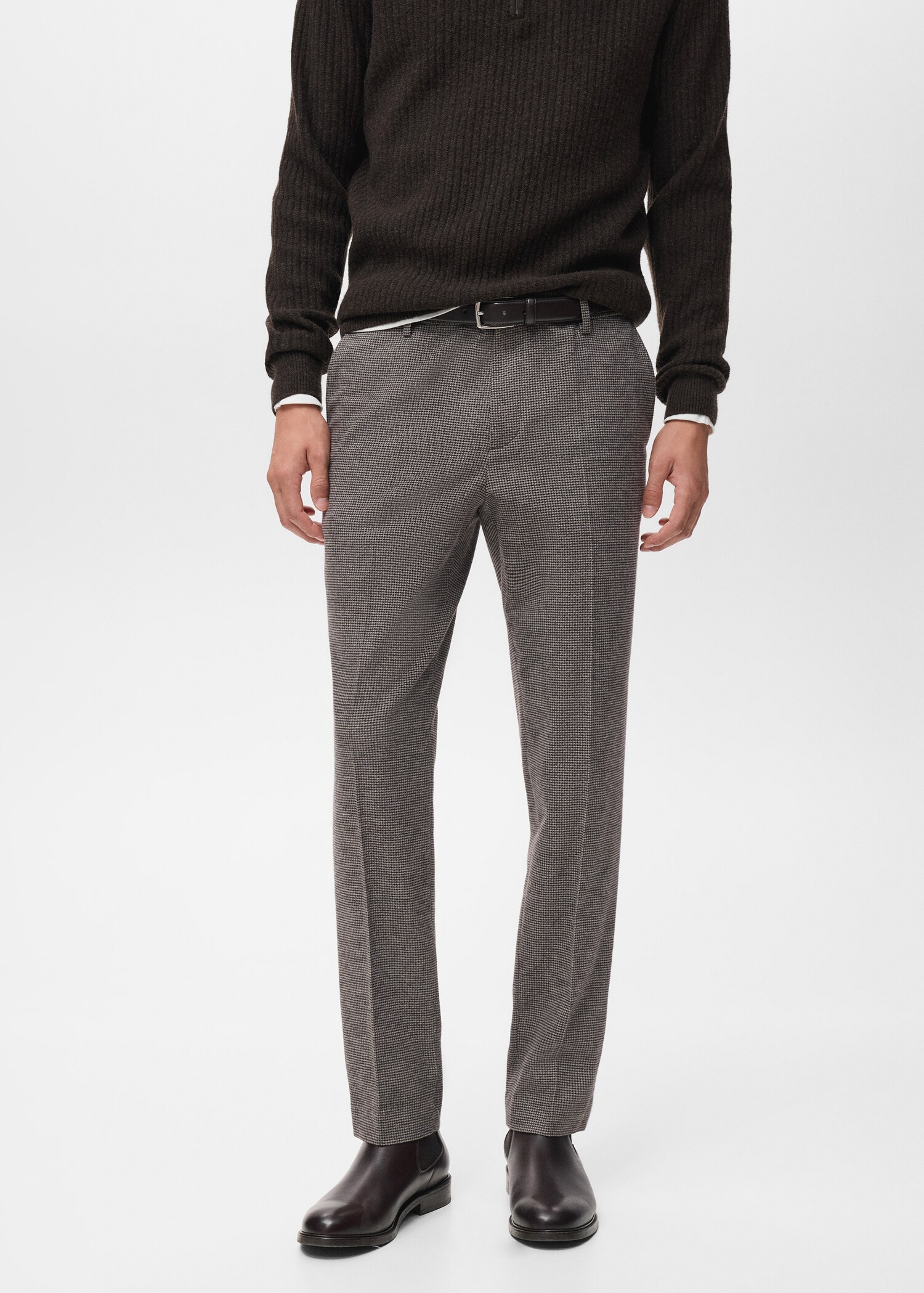 Micro-houndstooth flannel trousers - Medium plane