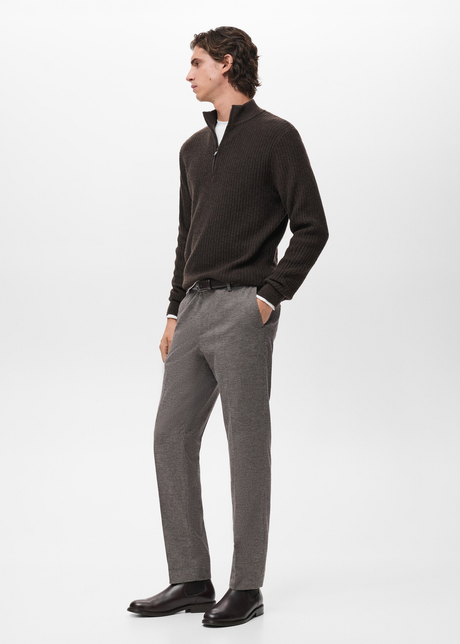 Micro-houndstooth flannel trousers - Details of the article 2