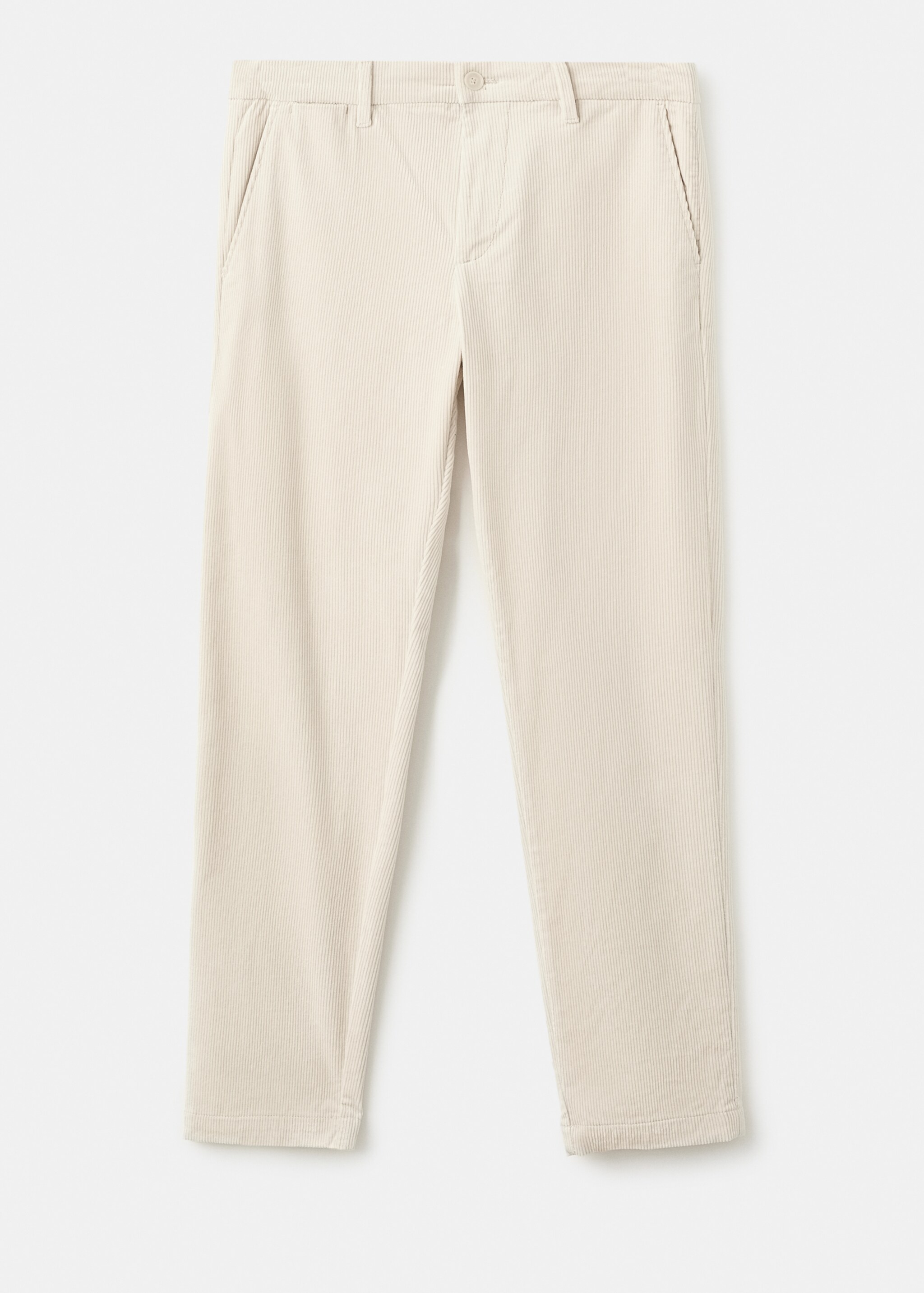 Corduroy slim-fit trousers - Article without model, Ecru. Ref: 17017887-00.