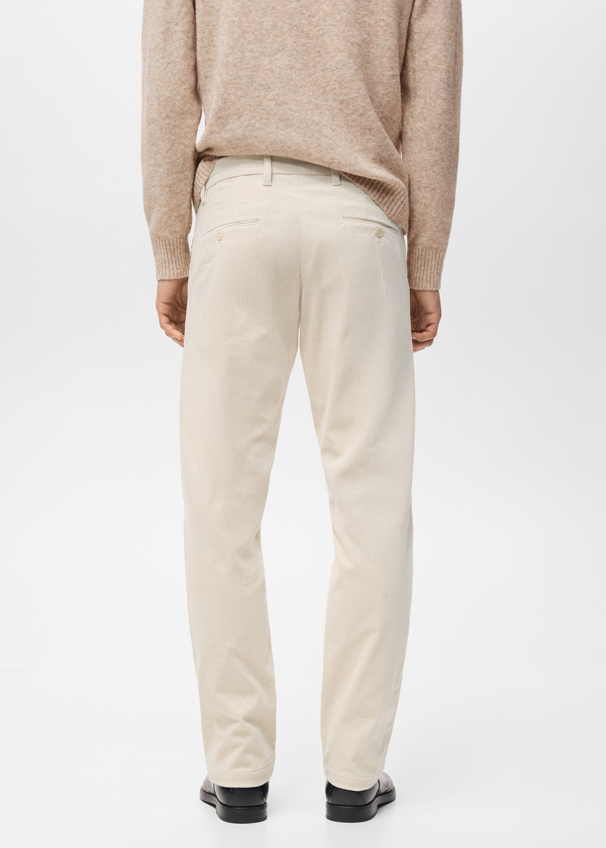 Corduroy slim-fit trousers - Reverse of the article, Ecru. Ref: 17017887-00.