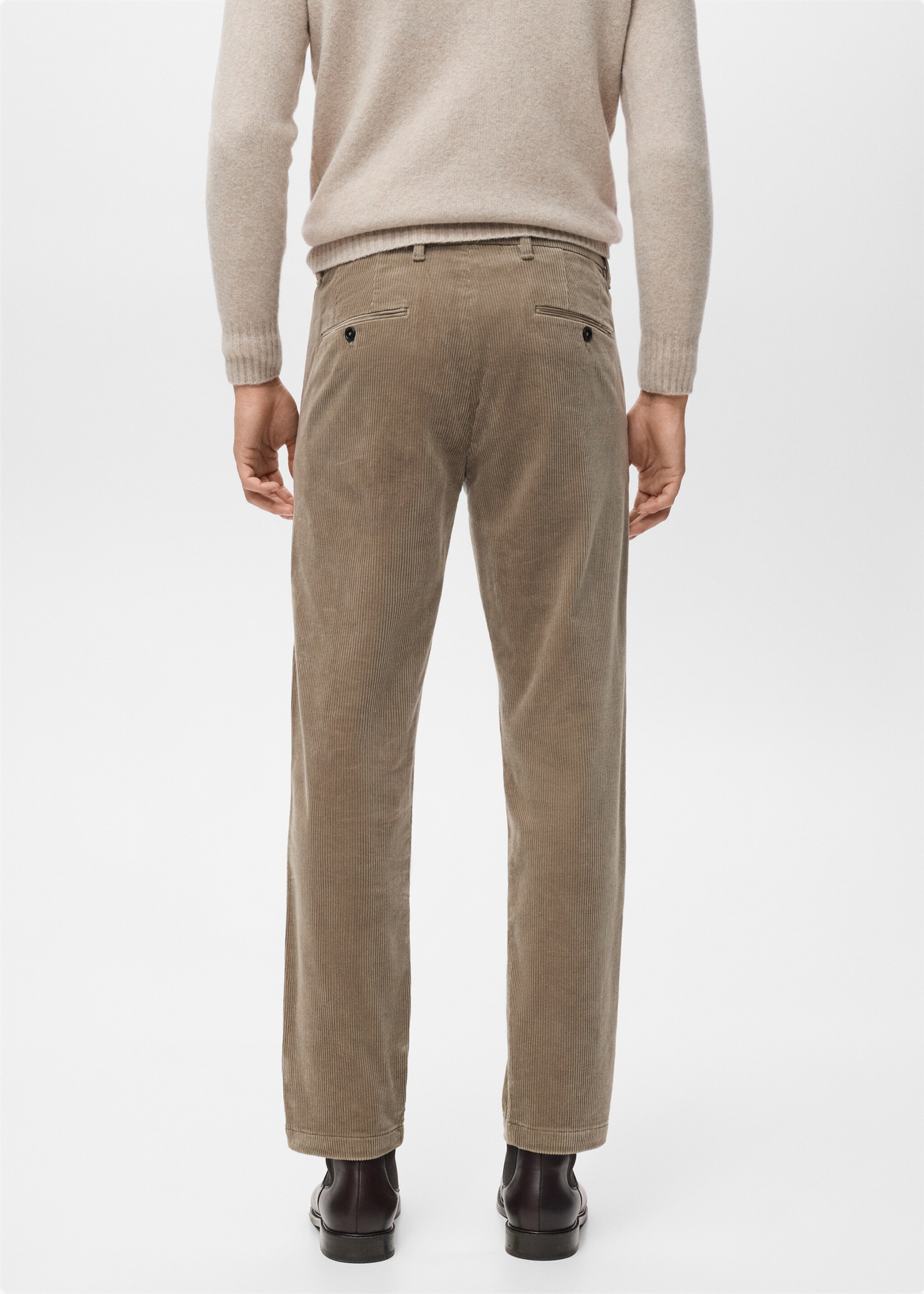 Corduroy slim-fit trousers - Reverse of the article, Beige. Ref: 17017887-00.