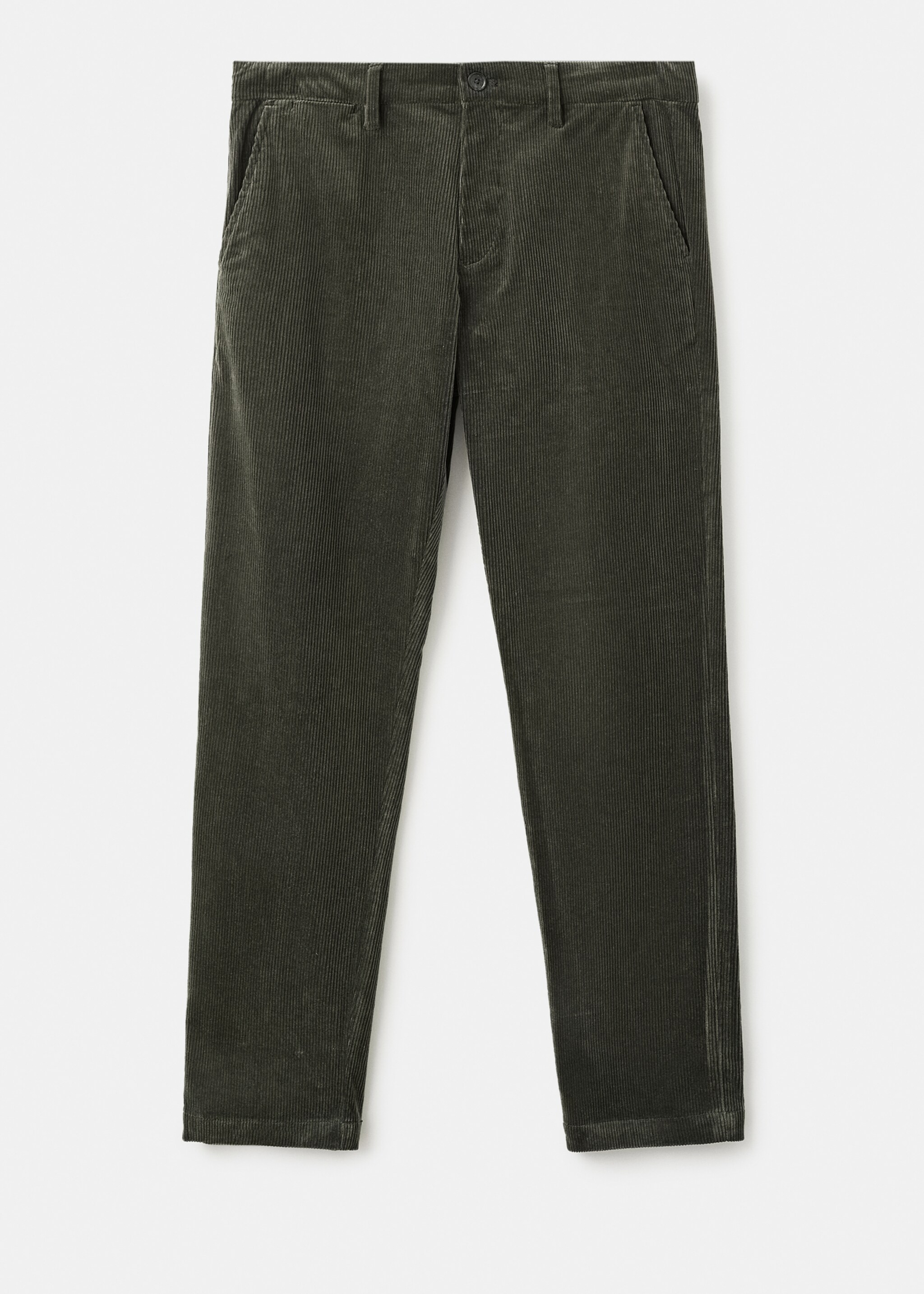 Corduroy slim-fit trousers - Article without model, Khaki. Ref: 17017887-00.