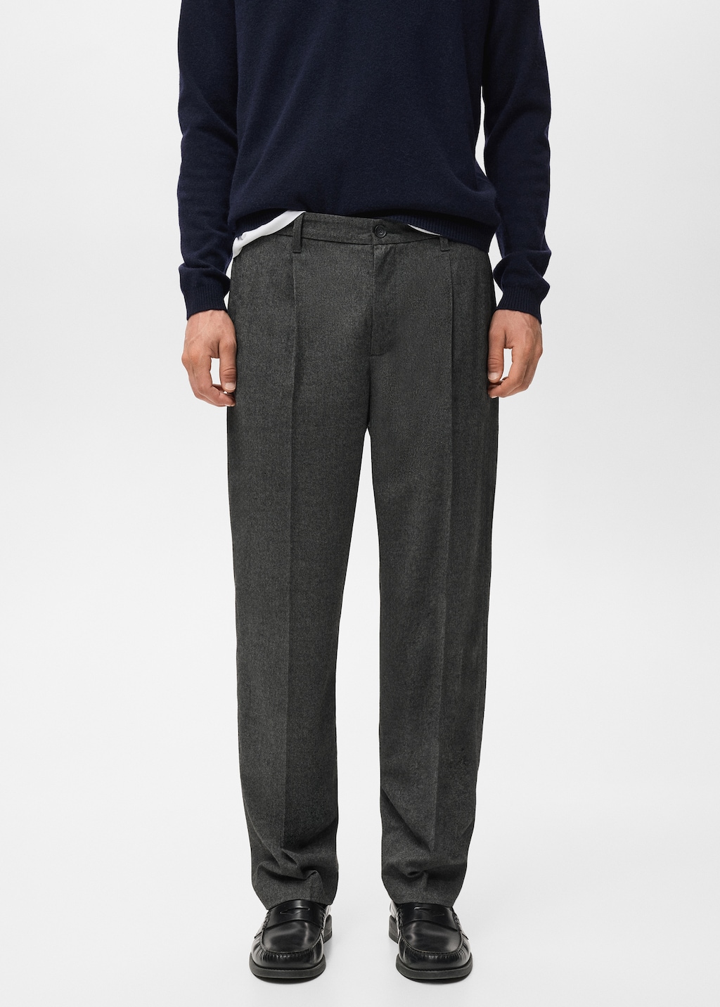 Regular-fit pleated flannel pants