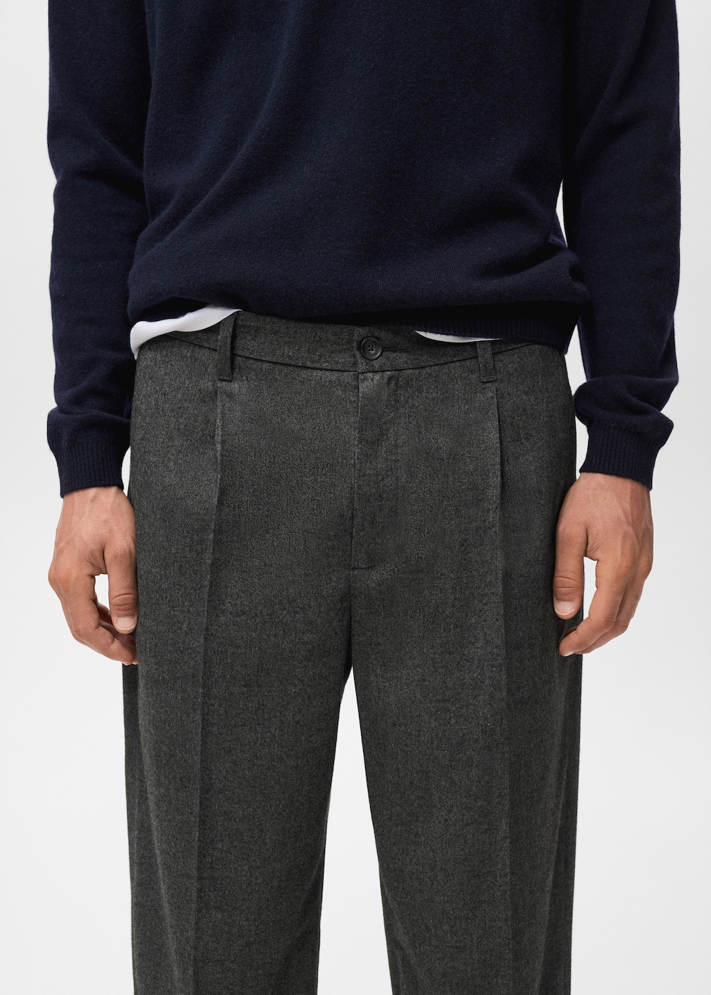 Regular-fit pleated flannel pants