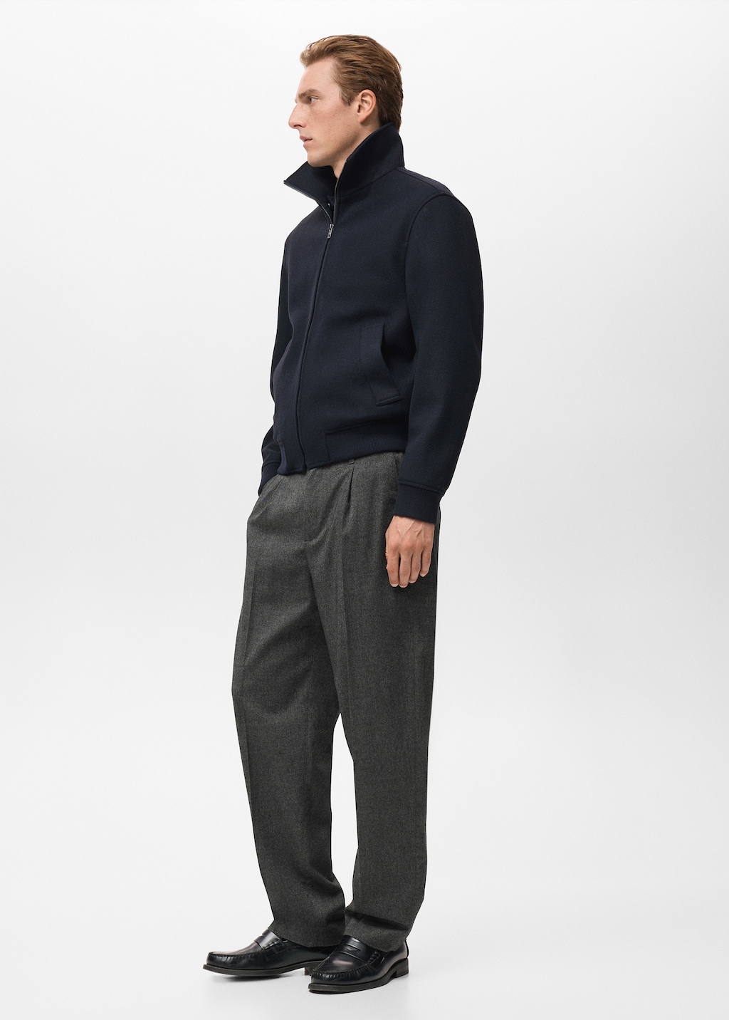 Regular-fit pleated flannel pants
