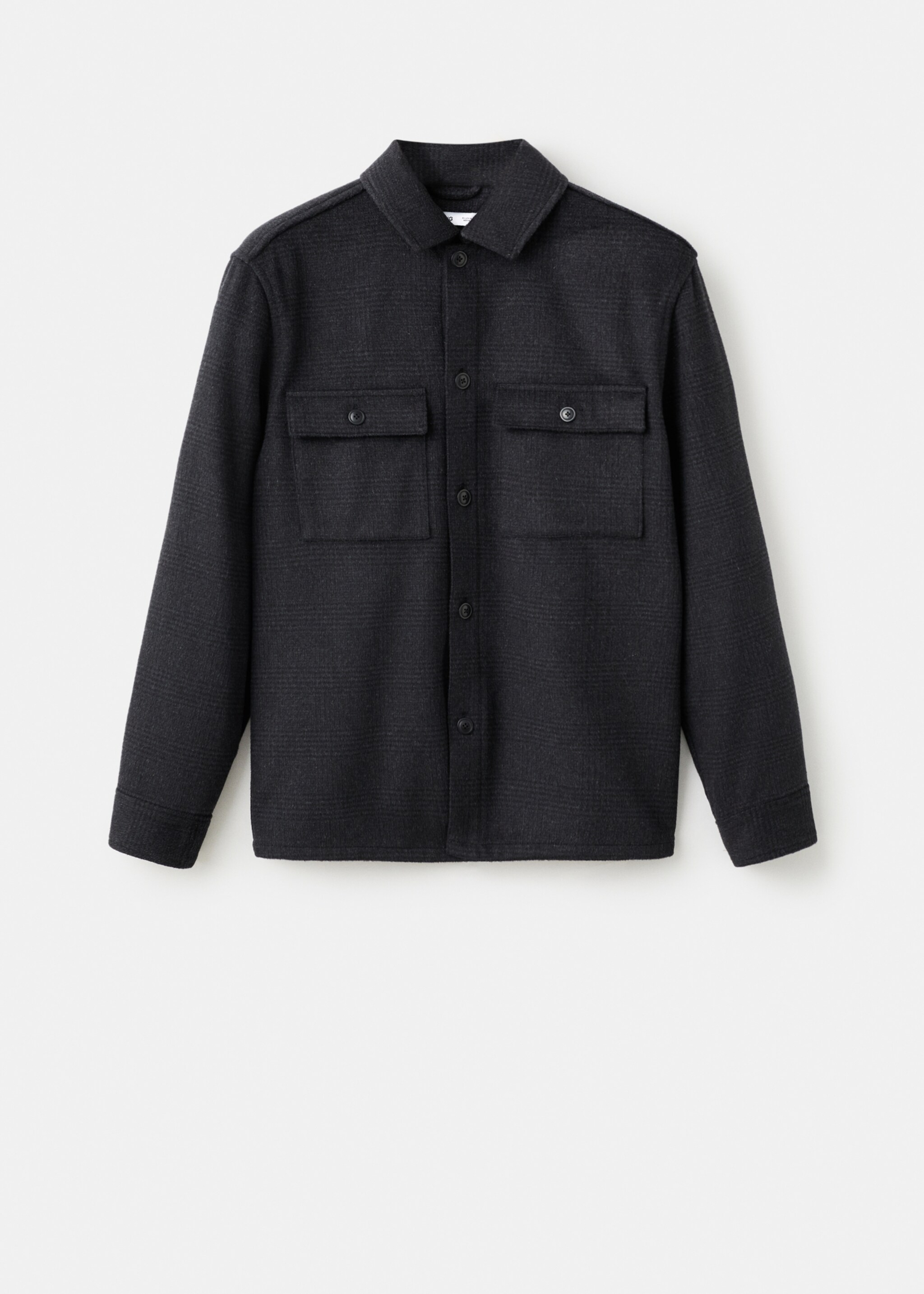 Wool-blend check jacket - Article without model, Black. Ref: 17017891-00.