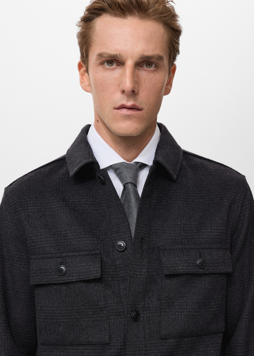 Wool-blend check jacket