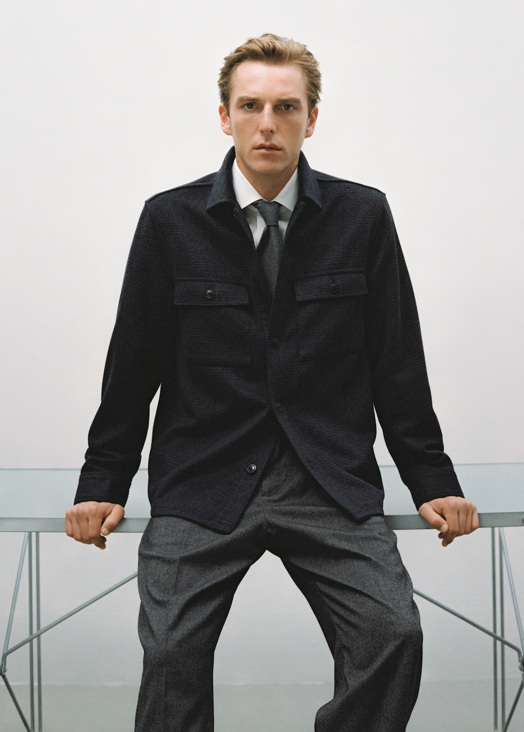 Wool-blend check jacket