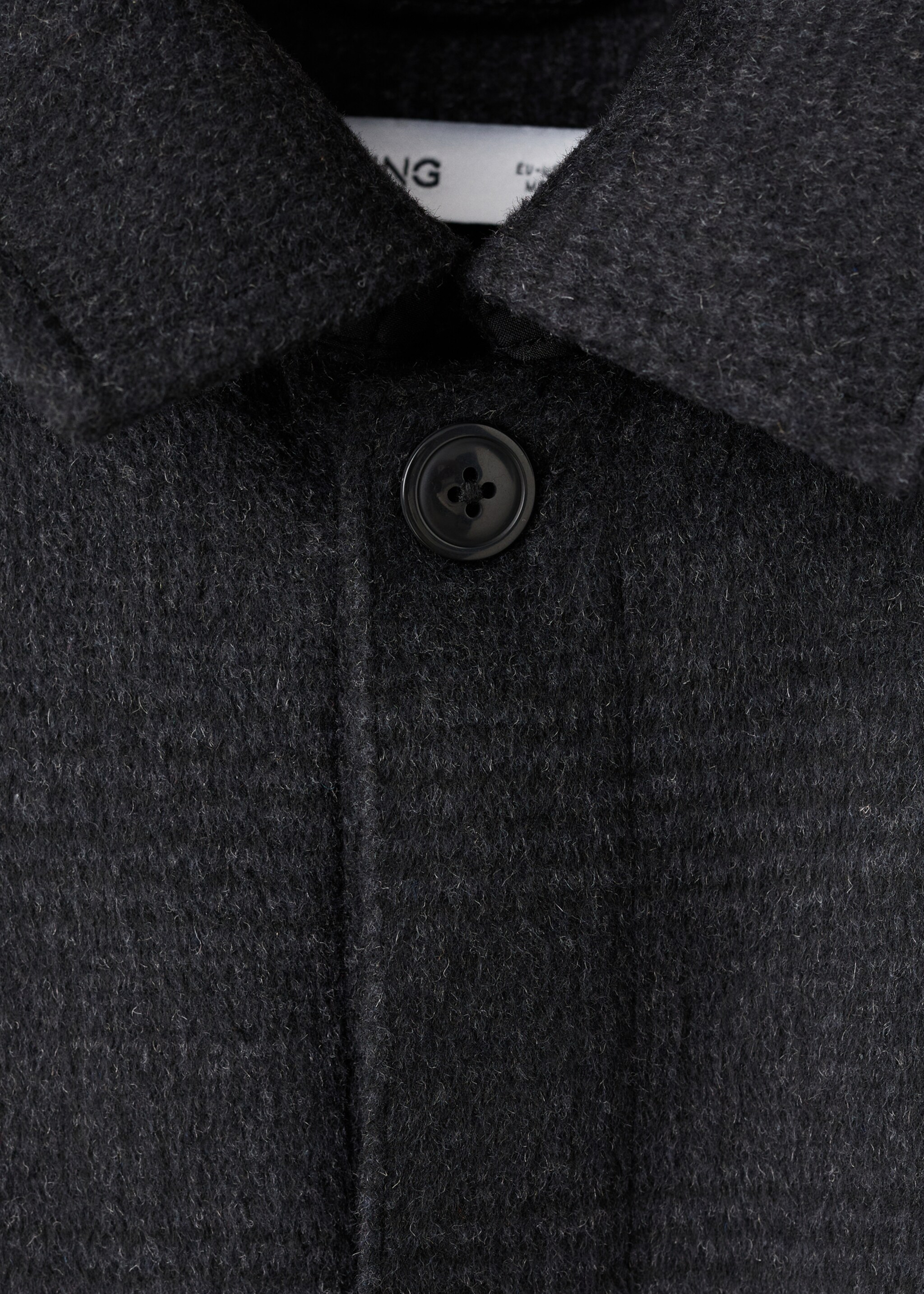 Wool-blend check jacket - Details of the article 8, Black. Ref: 17017891-00.