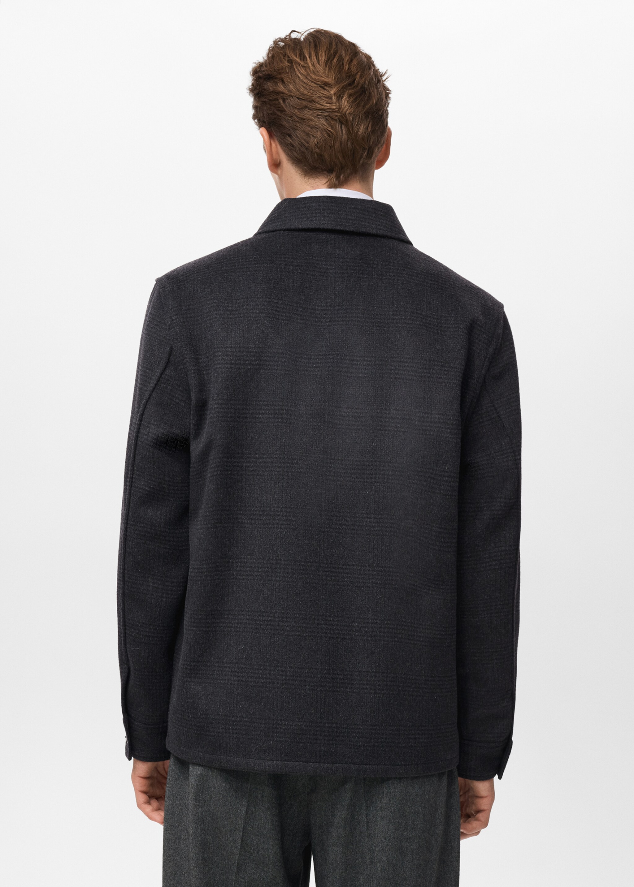 Wool-blend check jacket - Reverse of the article, Black. Ref: 17017891-00.
