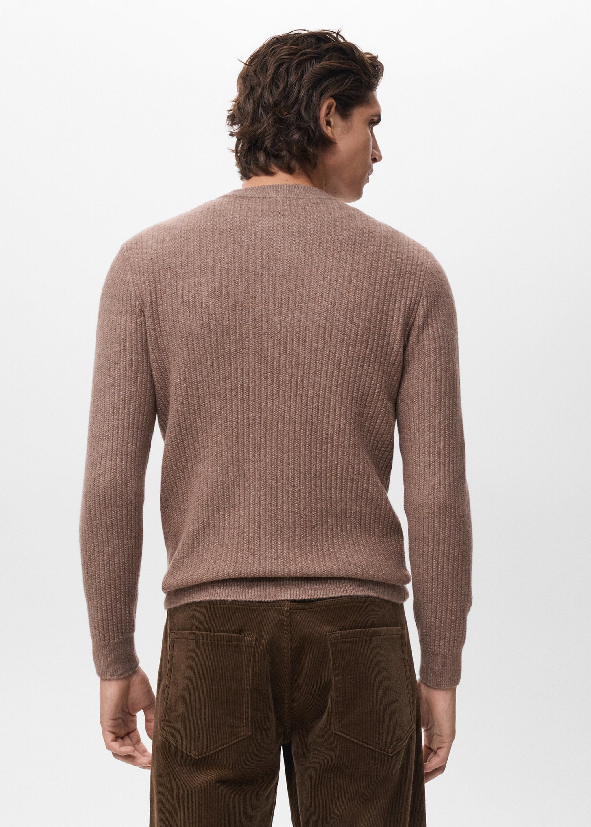 Knitted ribbed sweater - Reverse of the article, Medium Brown. Ref: 17017898-00.