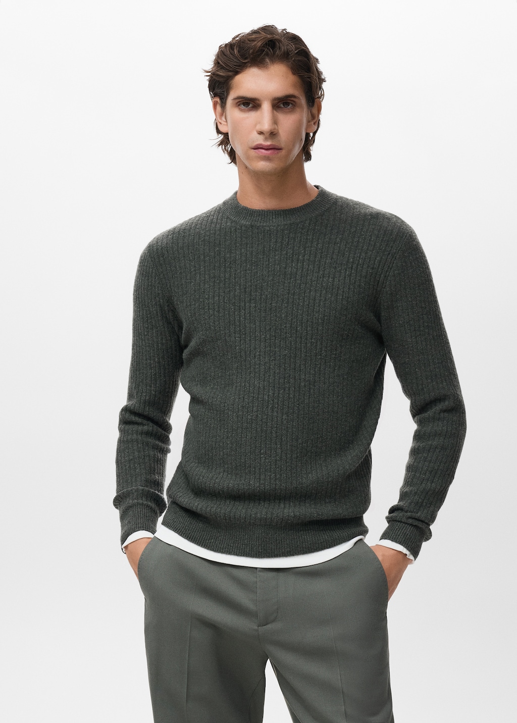 Knitted ribbed sweater