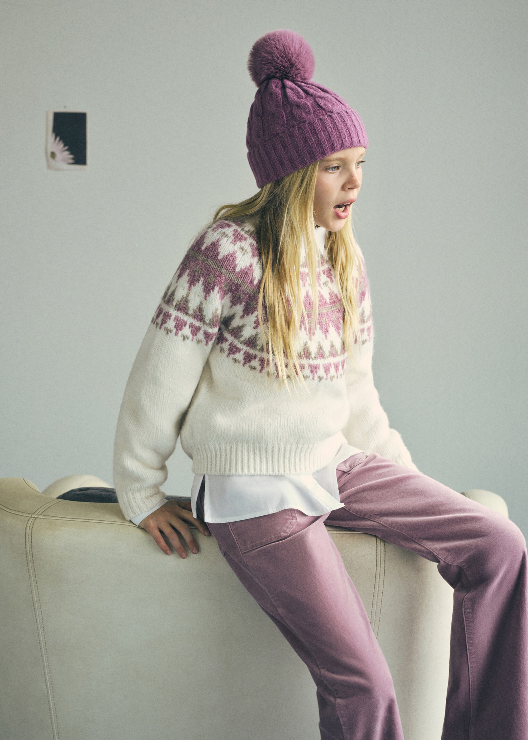 Jacquard knitted sweater - Details of the article 7, Beige. Ref: 17017899-00.
