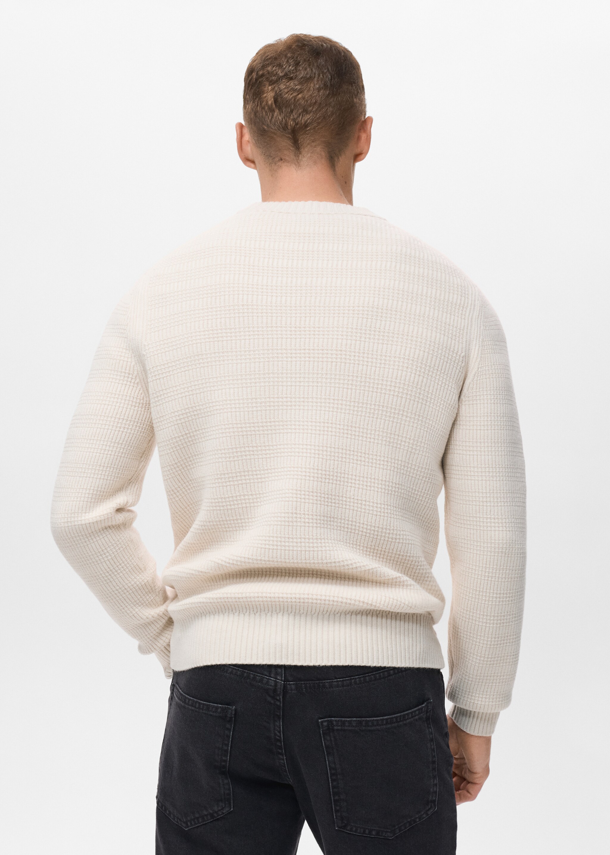 Structured knitted sweater - Reverse of the article, Off White. Ref: 17017902-00.