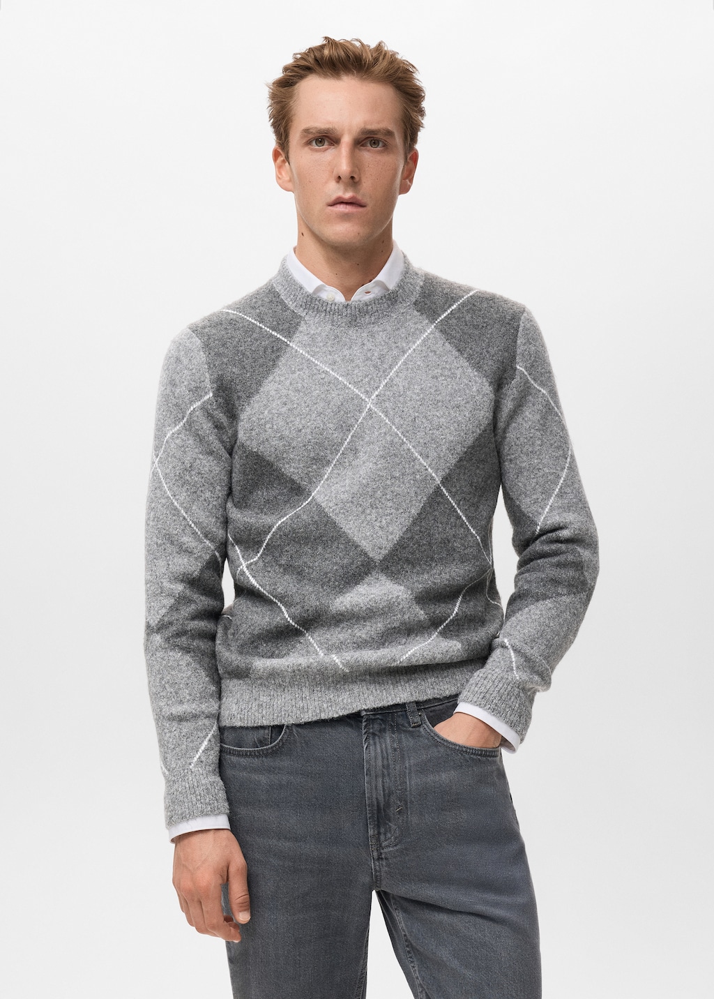 Argyle knit sweater