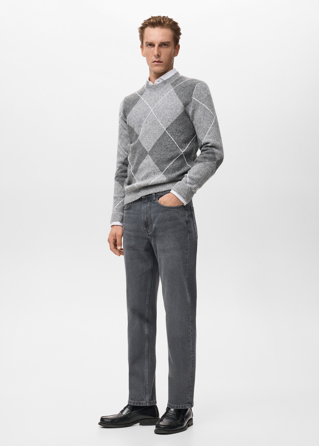 Argyle knit sweater