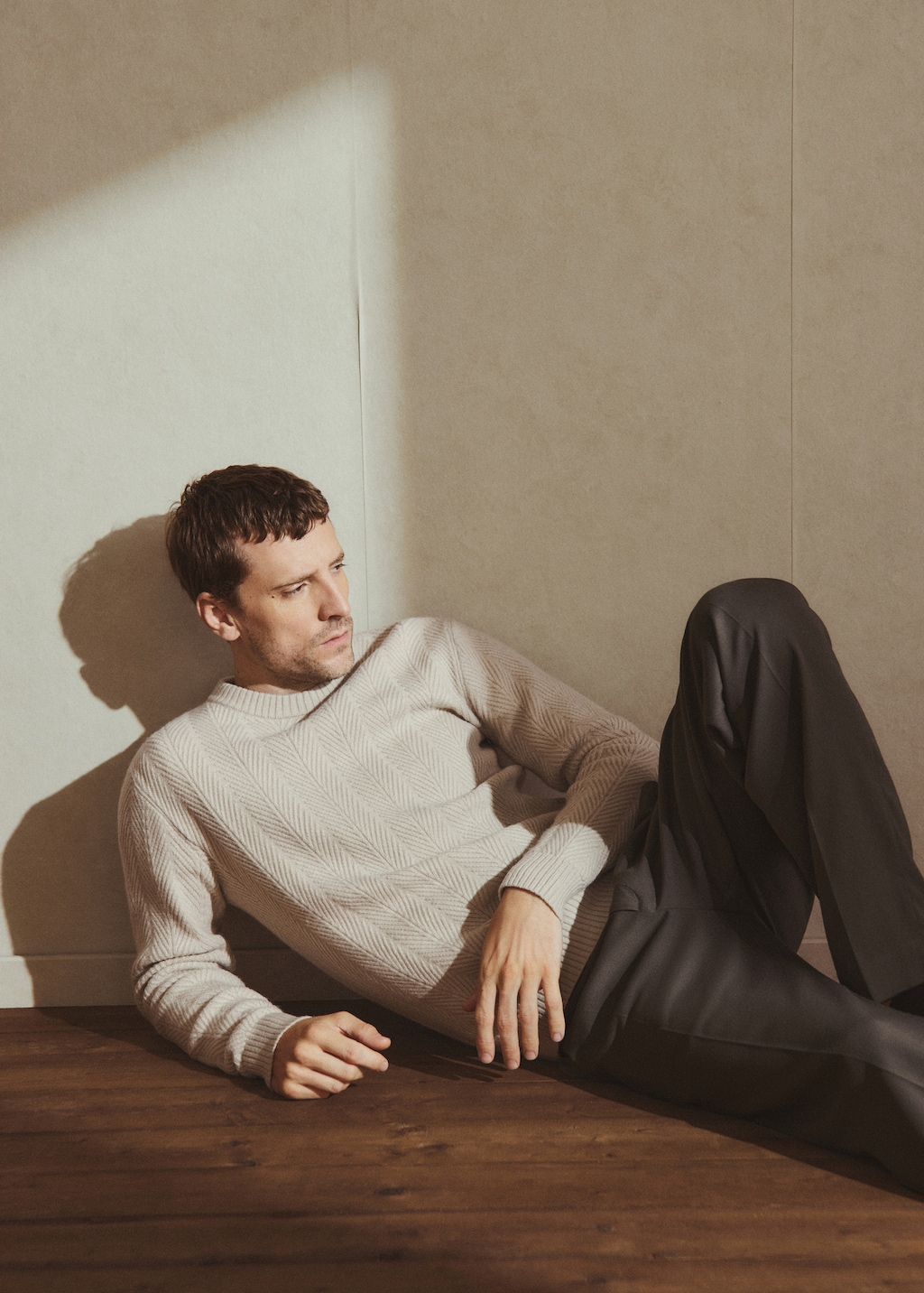 Herringbone structured sweater