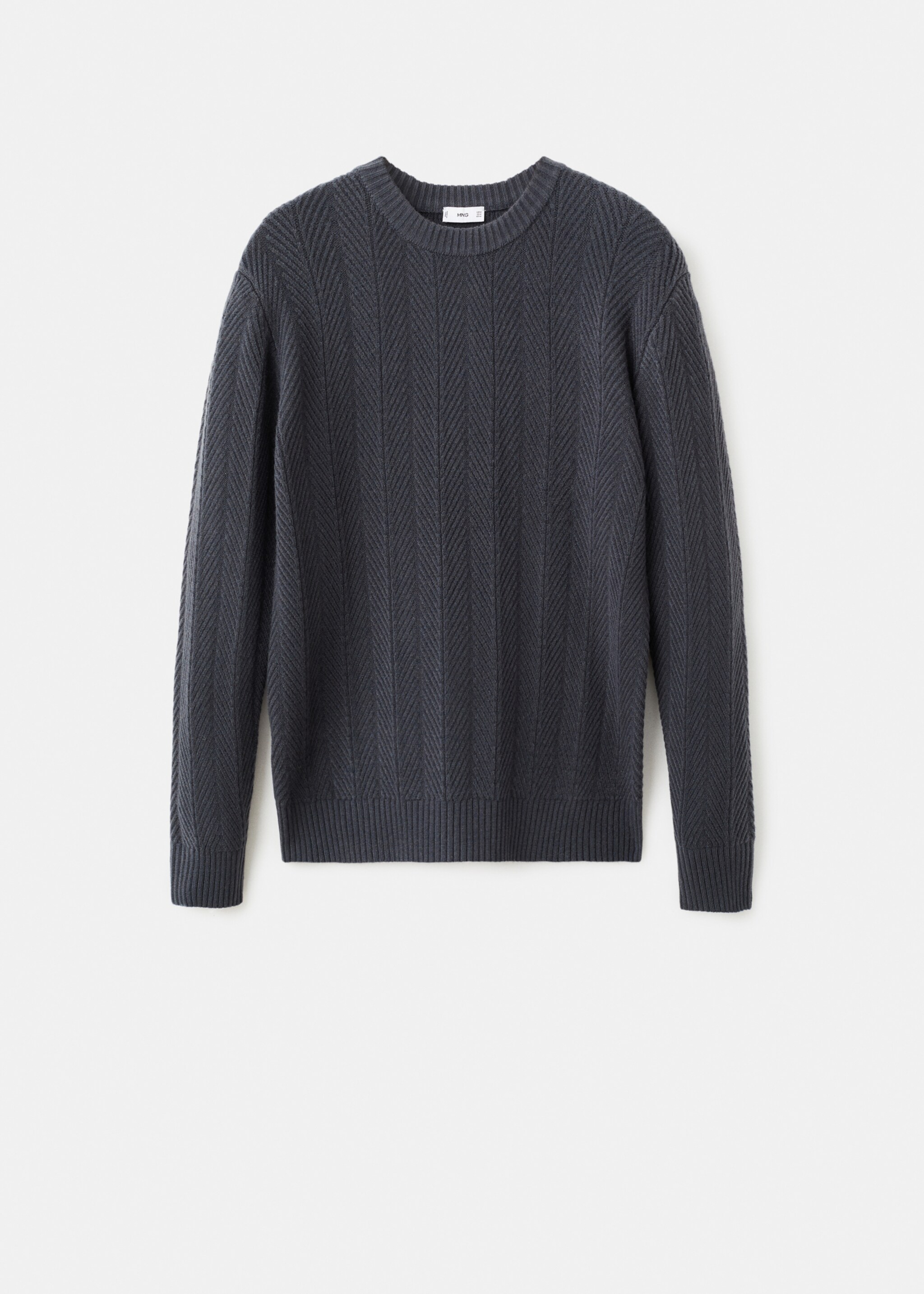 Herringbone structured sweater - Article without model, Indigo Blue. Ref: 17017904-00.